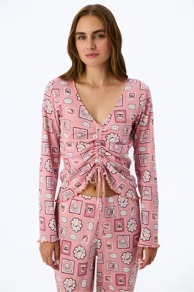 PENTI Postcard Pointel Long Sleeve T-shirt Pyjama Top
