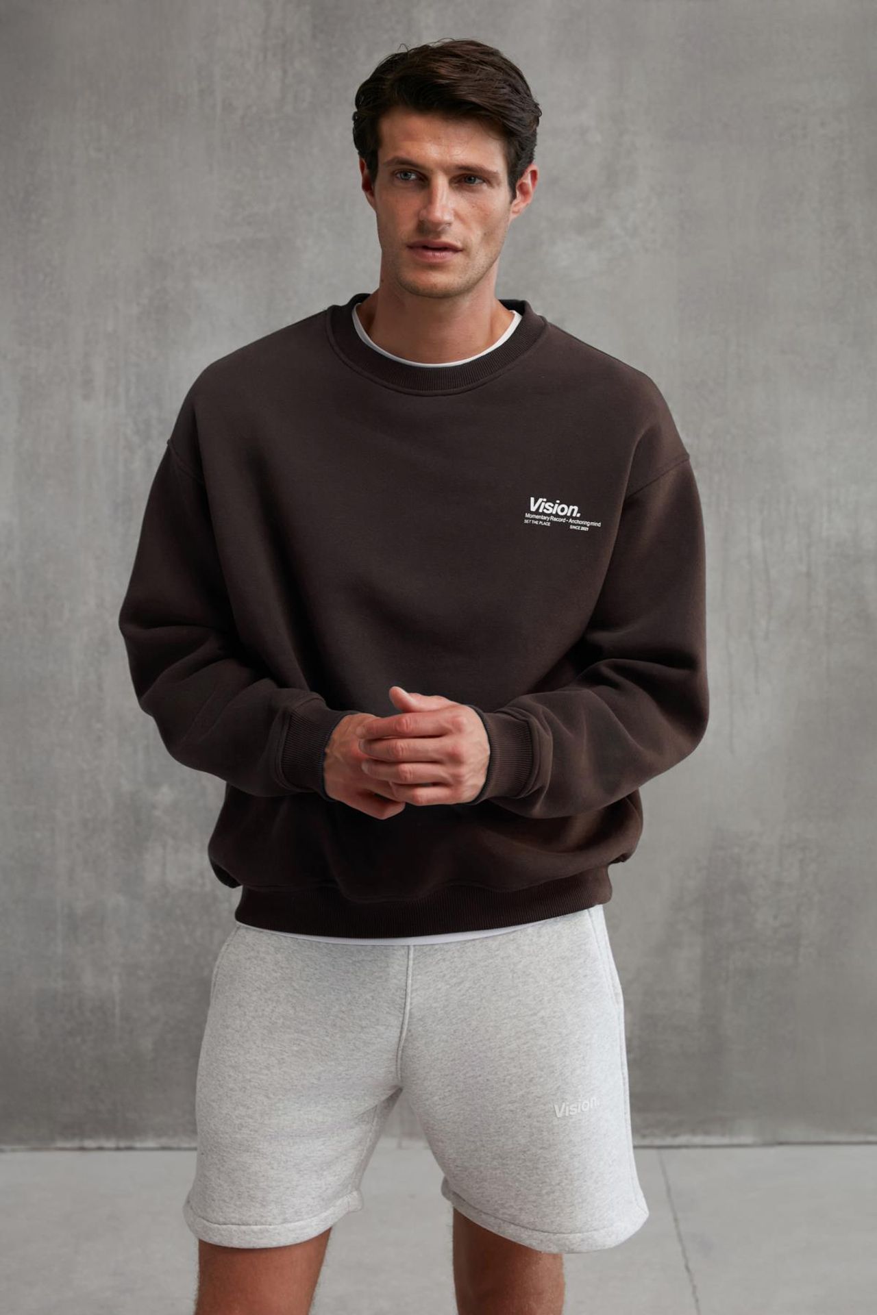 GRIMELANGE Baskılı Geniş Kalıp Bisiklet Yaka Sweatshirt 1