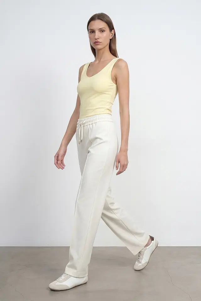 DILVIN Straight-leg Crepe Trousers With Drawstring Waist