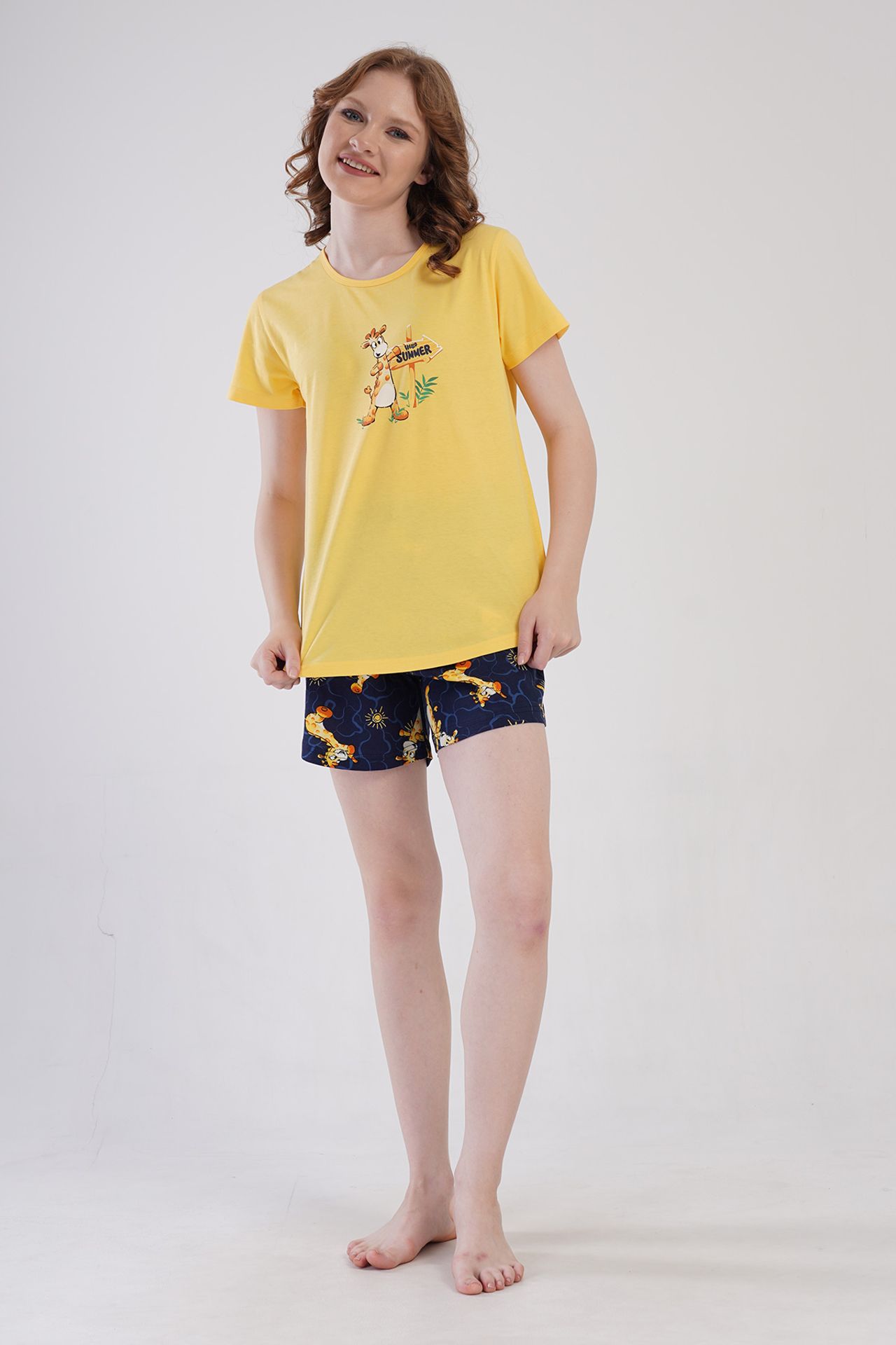 YAKE Kısa Kollu 2 Parçalı Pijama Takımı 4