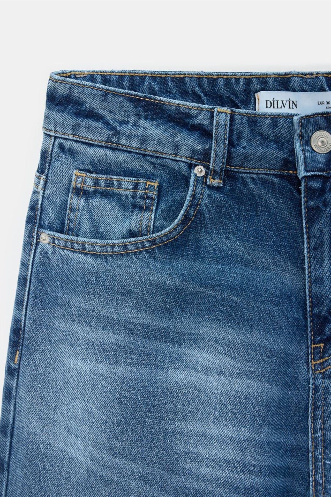 DILVIN Düşük Bel Geniş Paça Pamuklu Jean 7