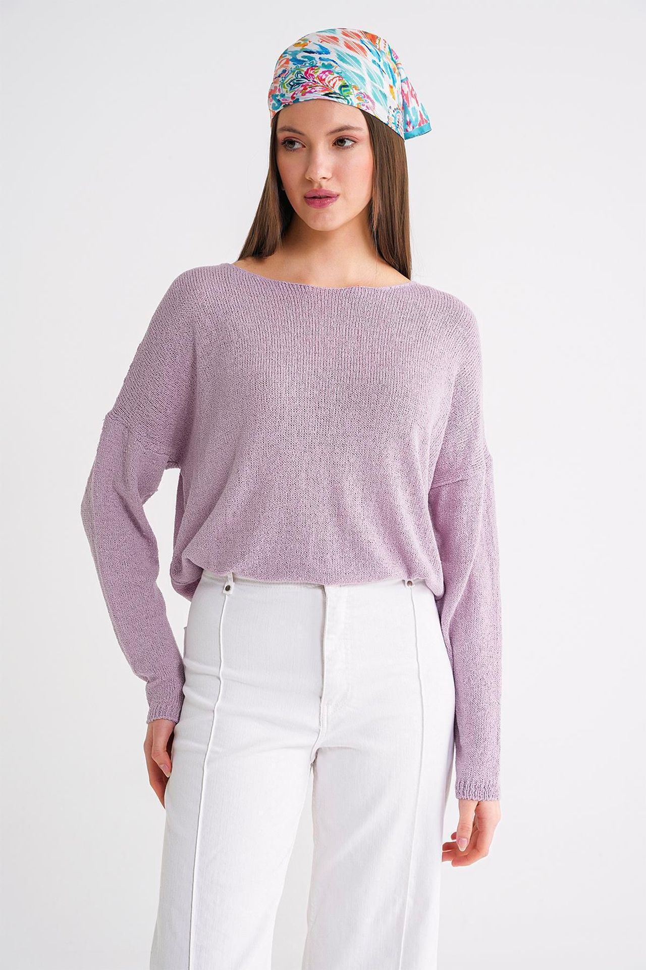 MIXRAY Oversized Boat Neck Knit Sweater 4
