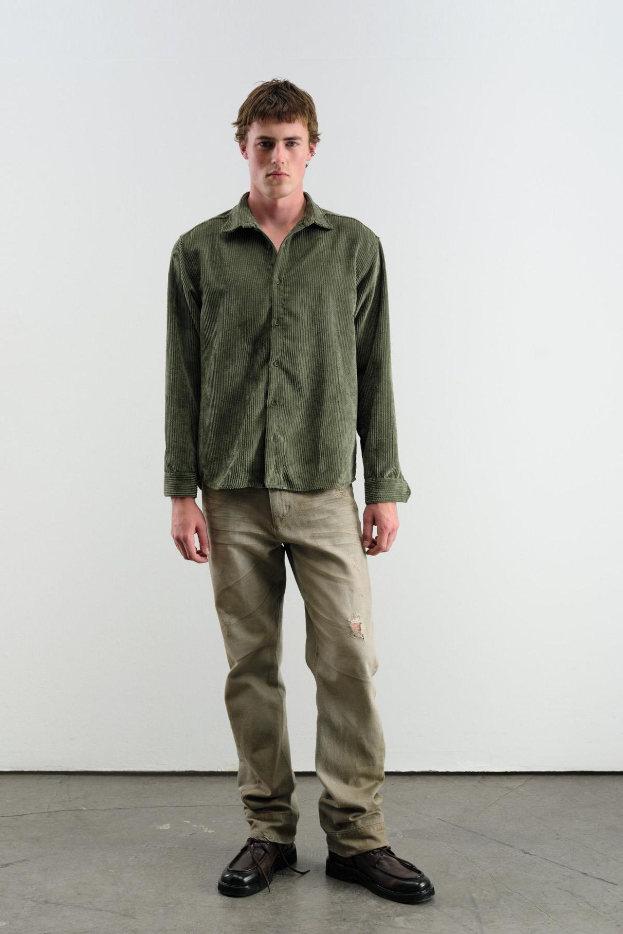 Oversized Corduroy Long Sleeve Button-Down Shirt 4