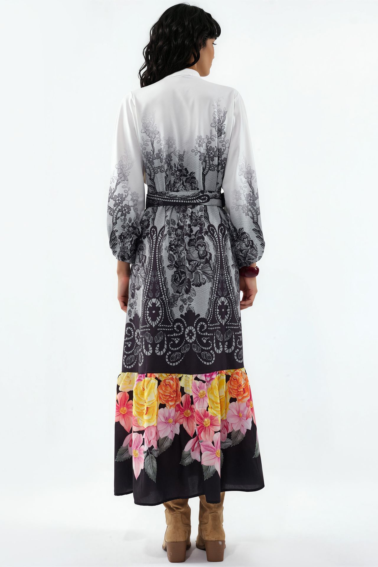 MSN Floral Belted Midi Dress 3