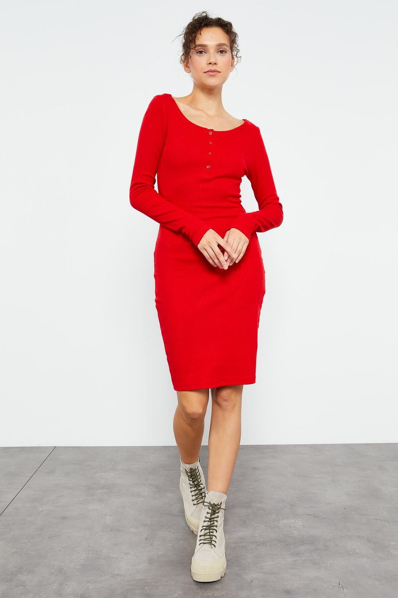 TOMMY Bodycon Midi Dress with Crew Neck 6