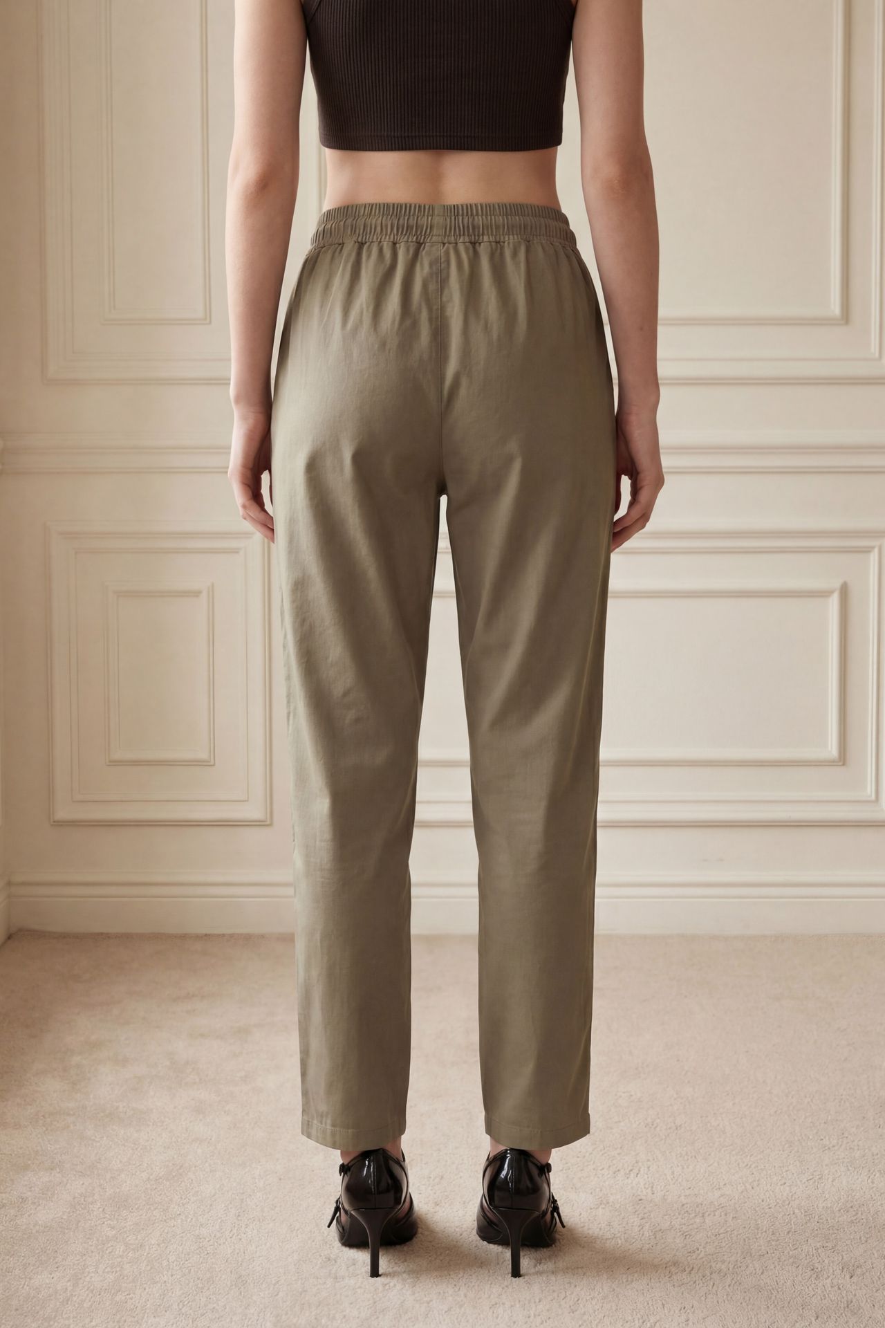 MY FASHION Ankle Length Drawstring Waist Pants with Pocket 4
