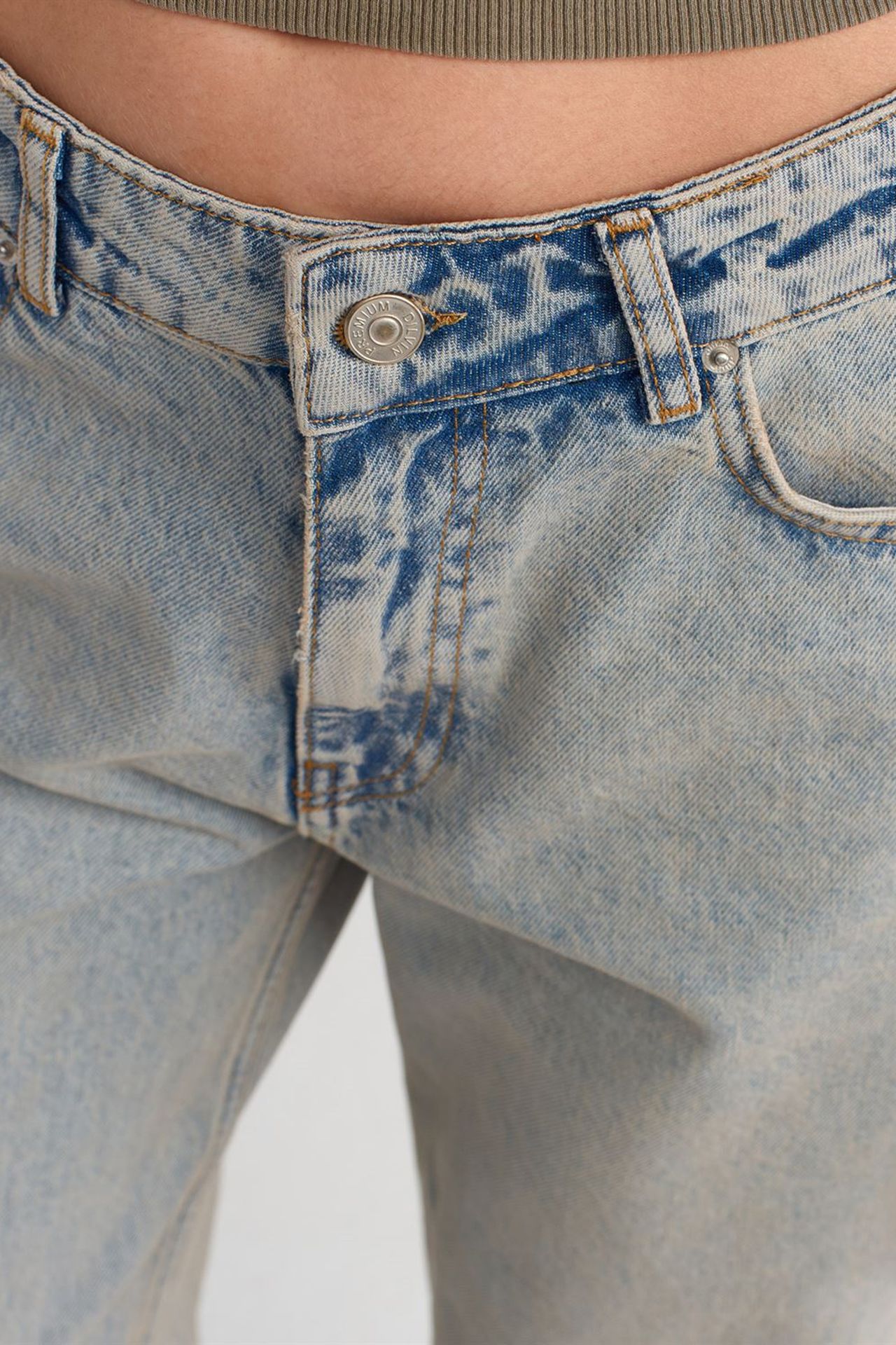 DILVIN Orta Bel Geniş Paça Pamuklu Denim Jean 4