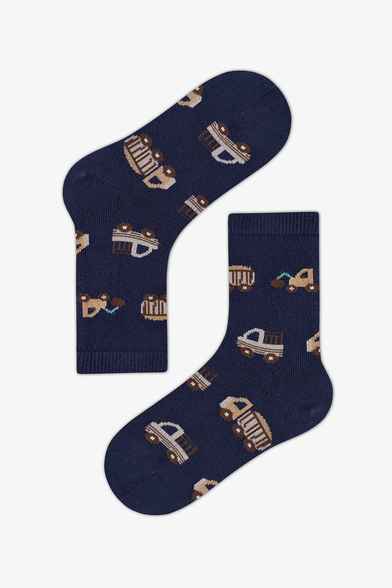 PENTI Boys' Tractors Car Patterned Double Crew Socks 3