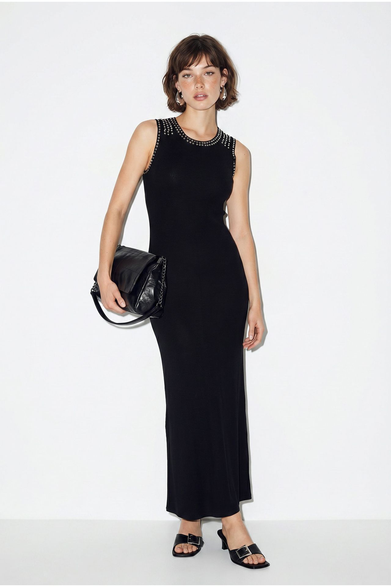 LUCCI Kolsuz Fitilli Bodycon Maxi Elbise 2