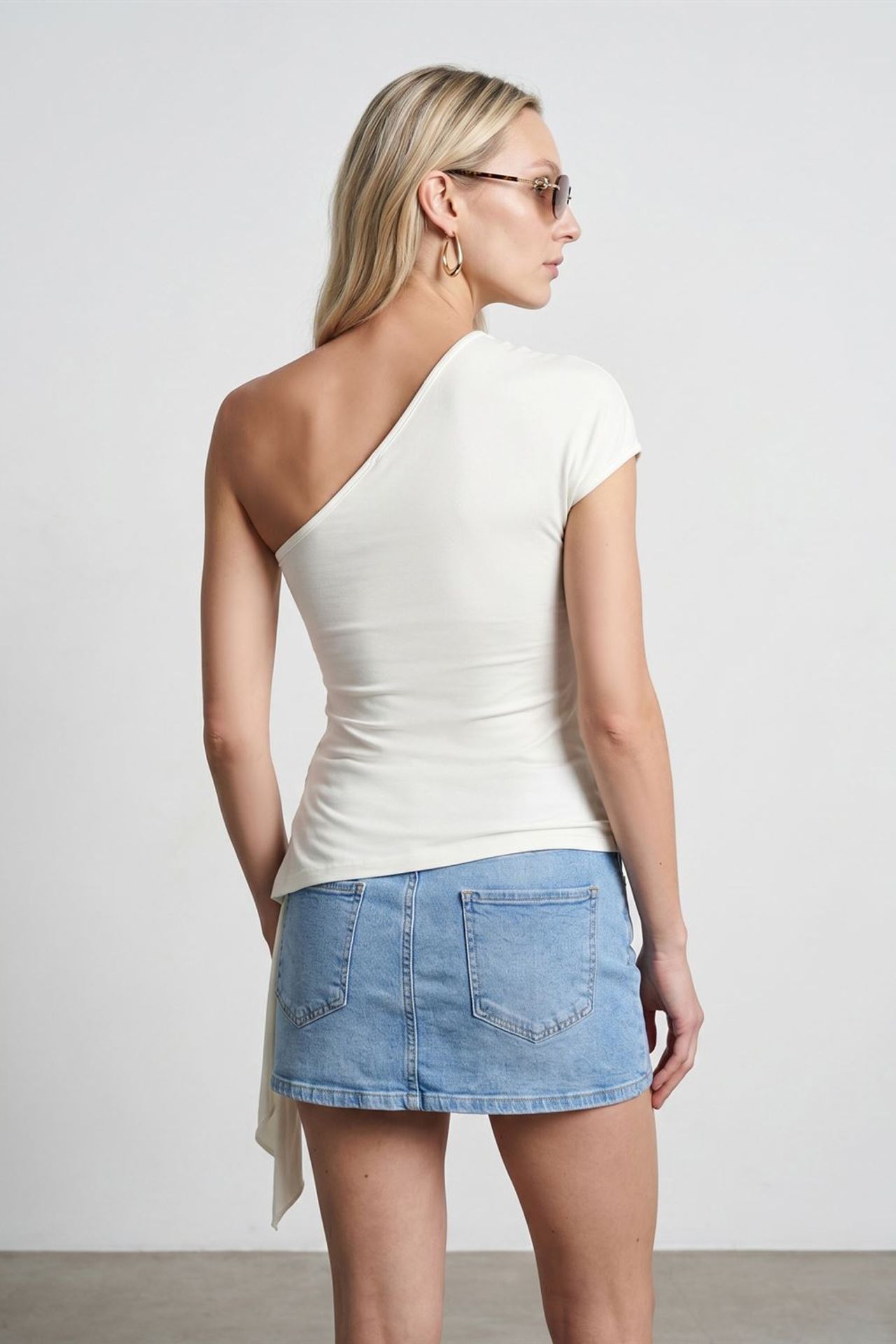 DILVIN Asymmetrical Tie Detail Blouse 2