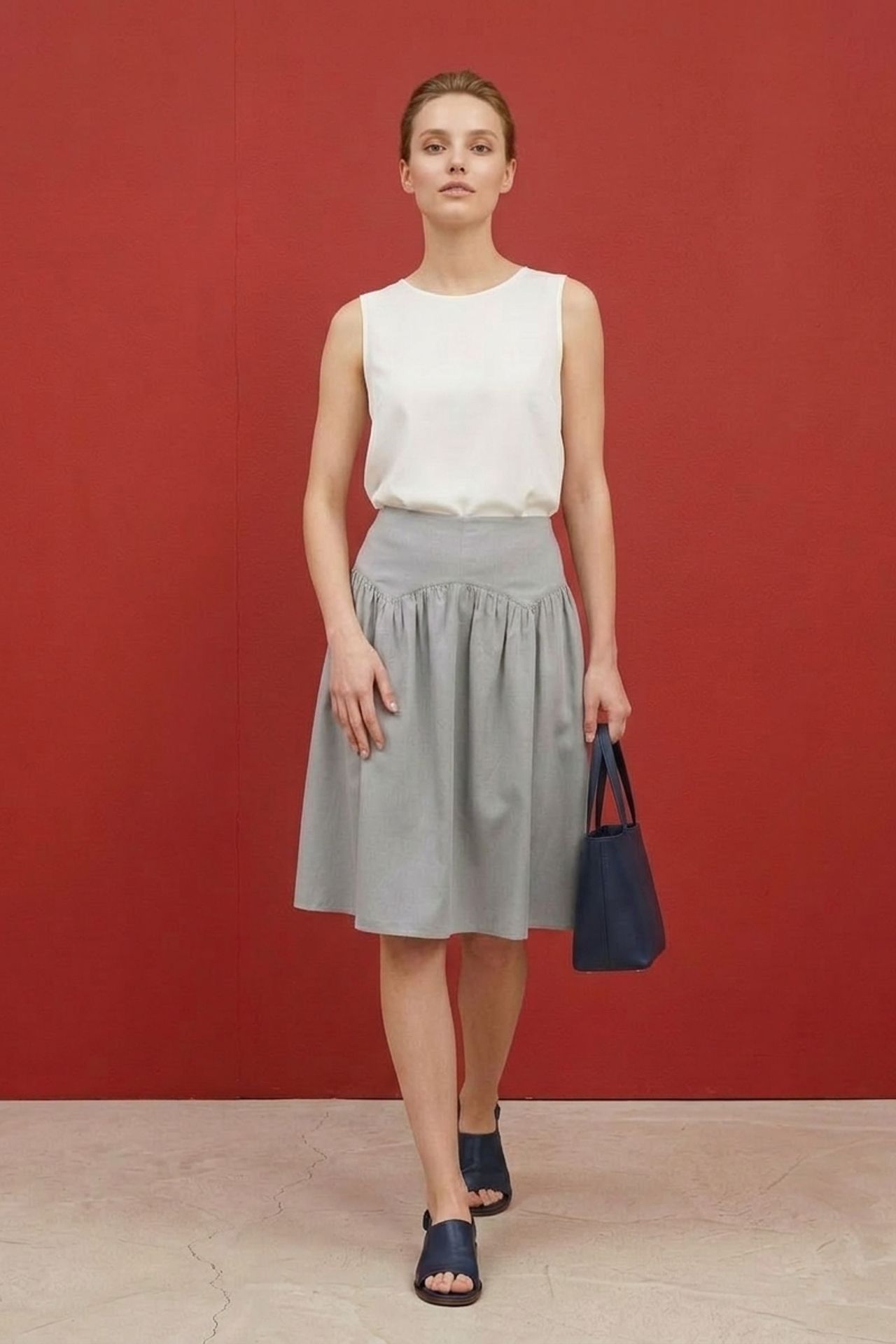 MY FASHION High-Waist Lyocell Crepe Trousers 6