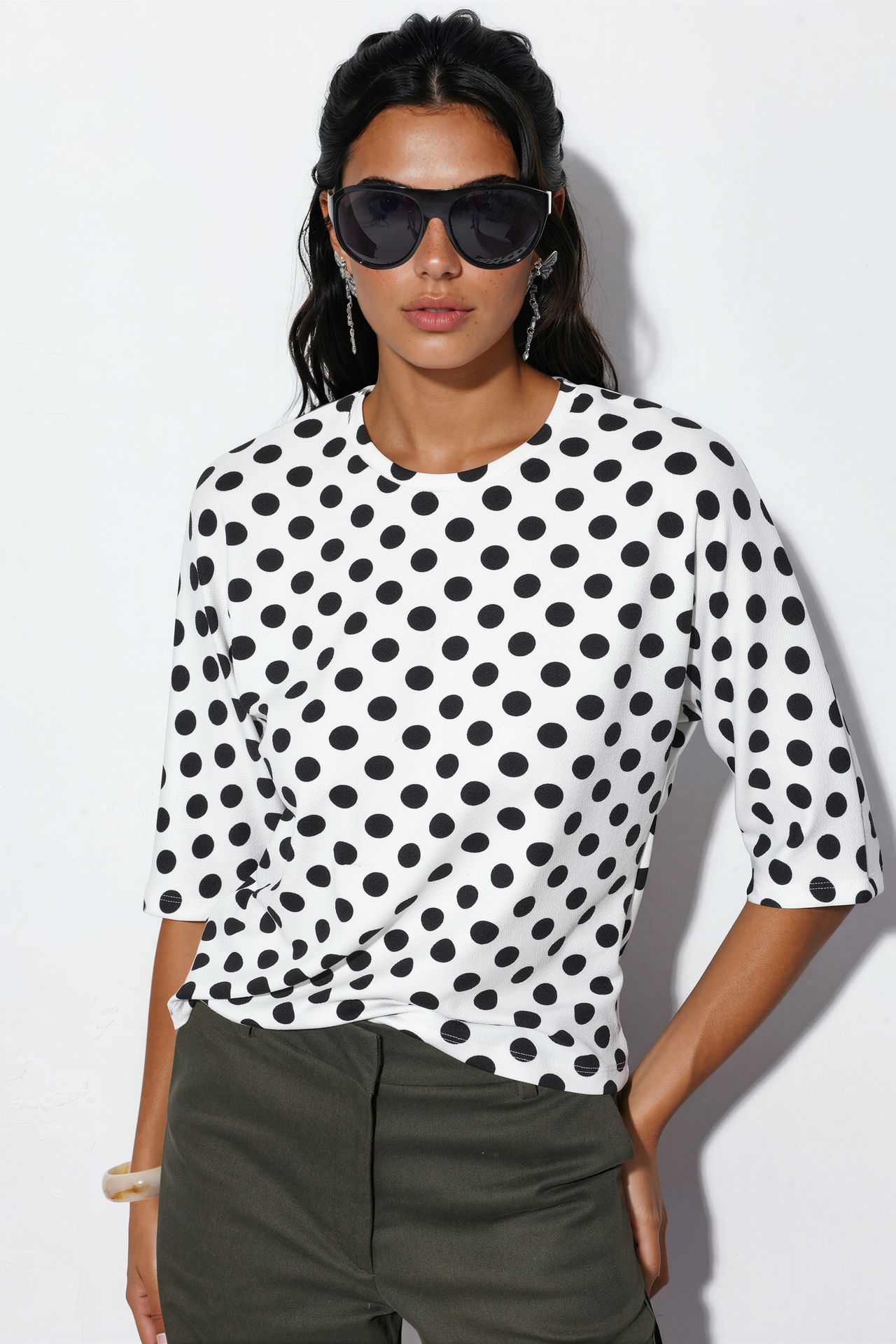 BDART Oversized Polka Dot Crew Neck Blouse 1