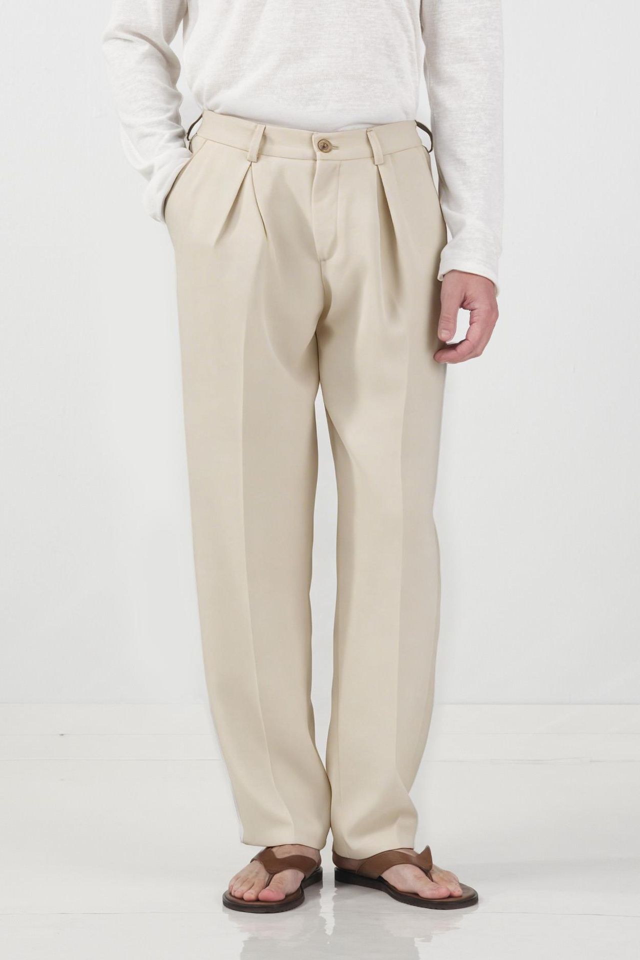 GIESTO Men's Straight-leg Pleated Trousers 4