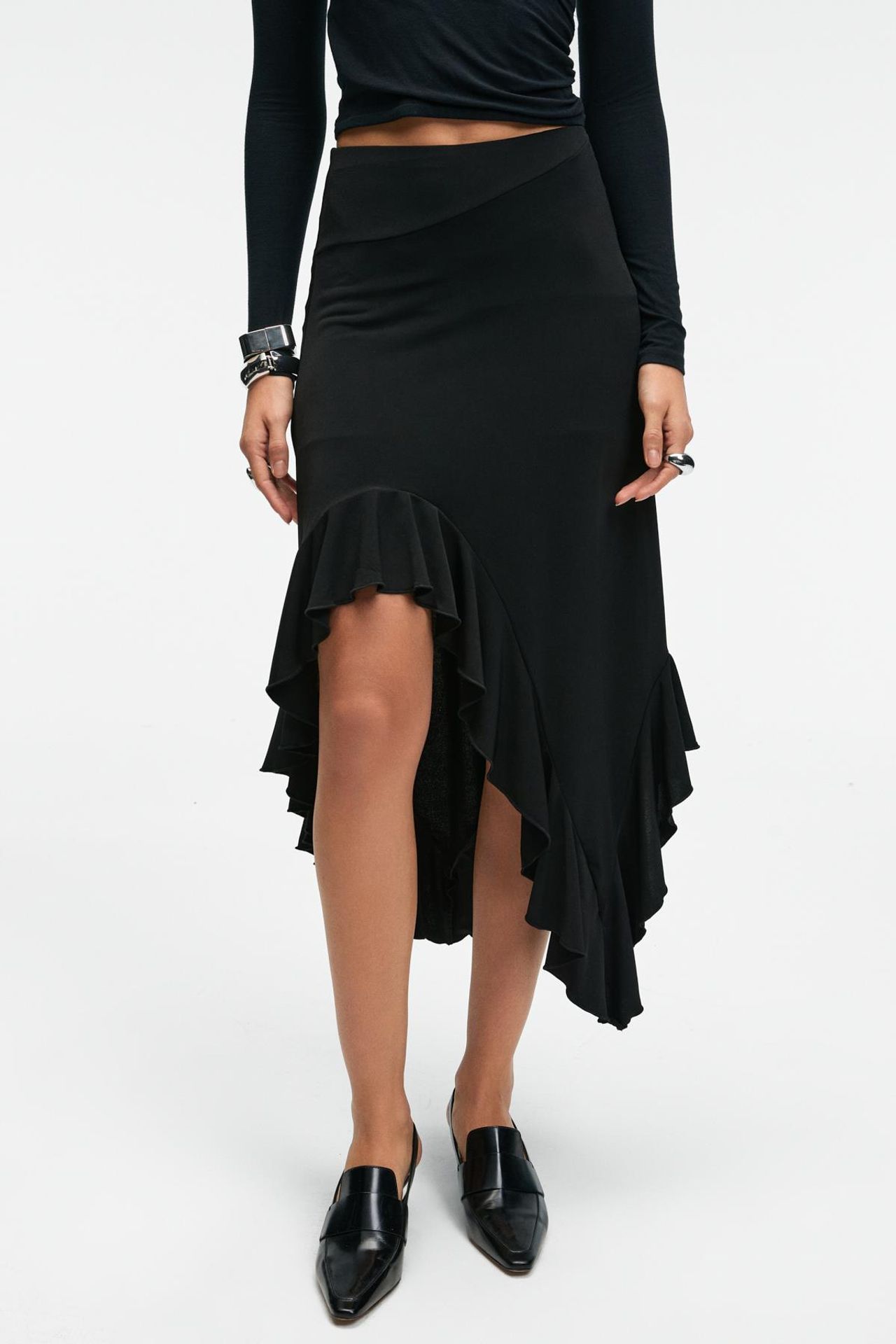 GRIMELANGE High Waist A-Line Midi Skirt 3