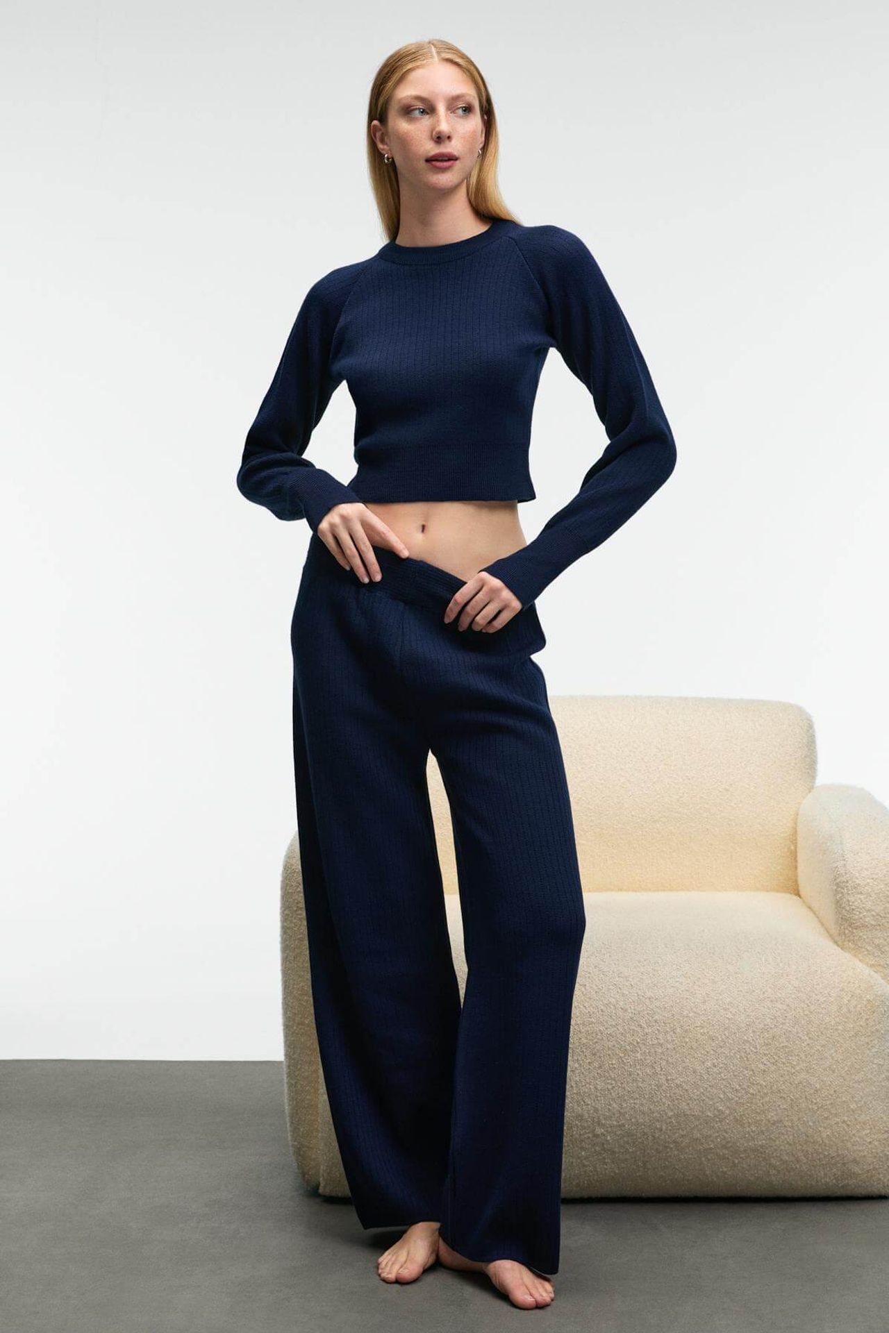 GRIMELANGE Ribbed Crew Neck 2-Piece Co-ord 2