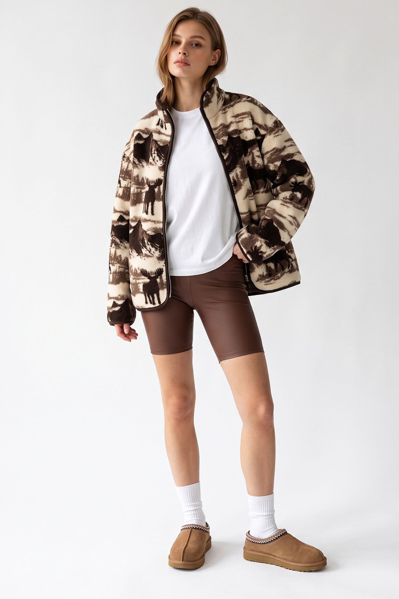 MIXRAY Kadın Geometrik Fermuarlı Yaka Sweatshirt 6