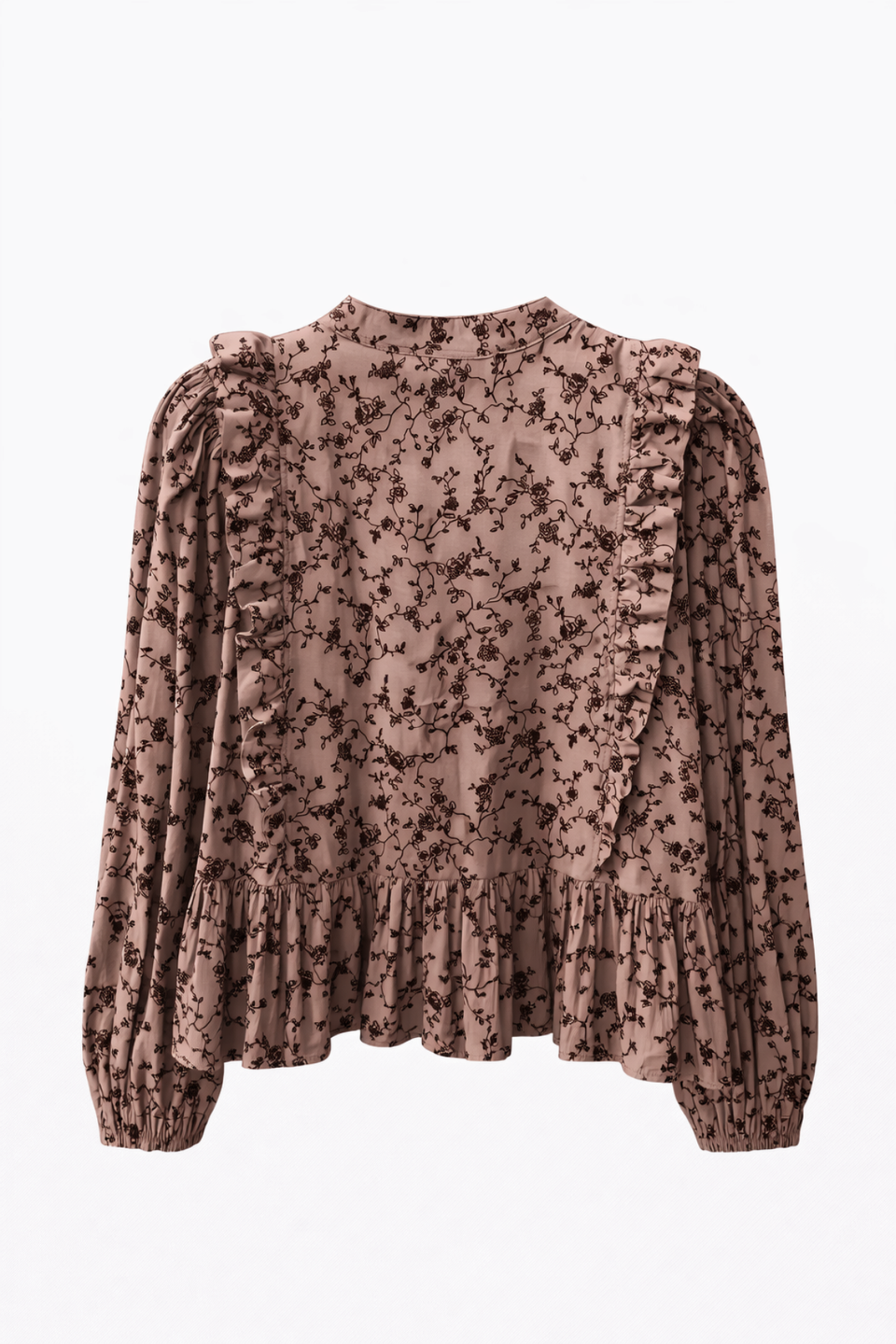 HiCCUP - Maya Blue Frilly V-neck Patterned Blouse Women