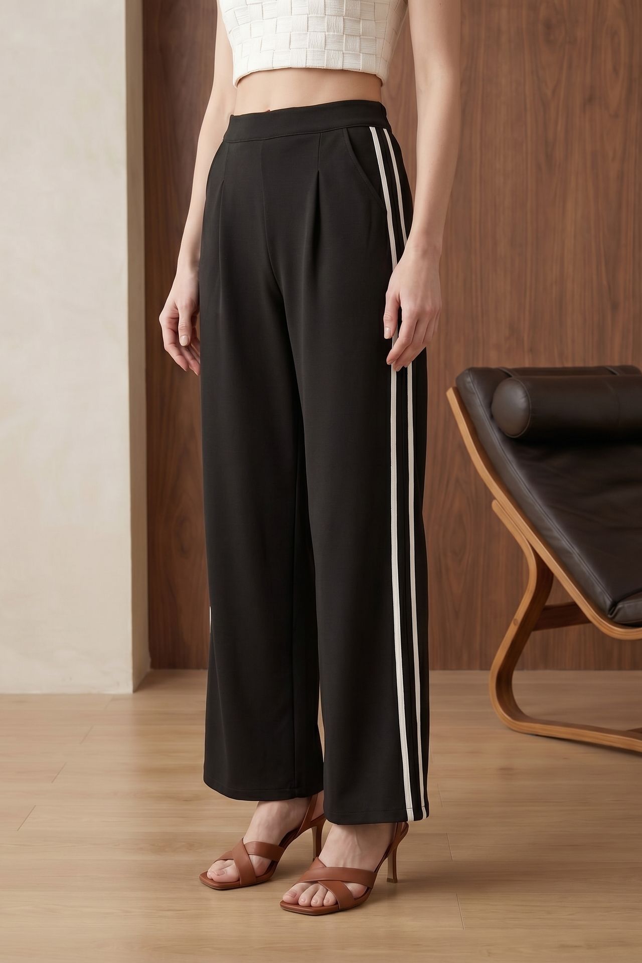 MY FASHION High-Waist Pleated Wide-Leg Trousers 3