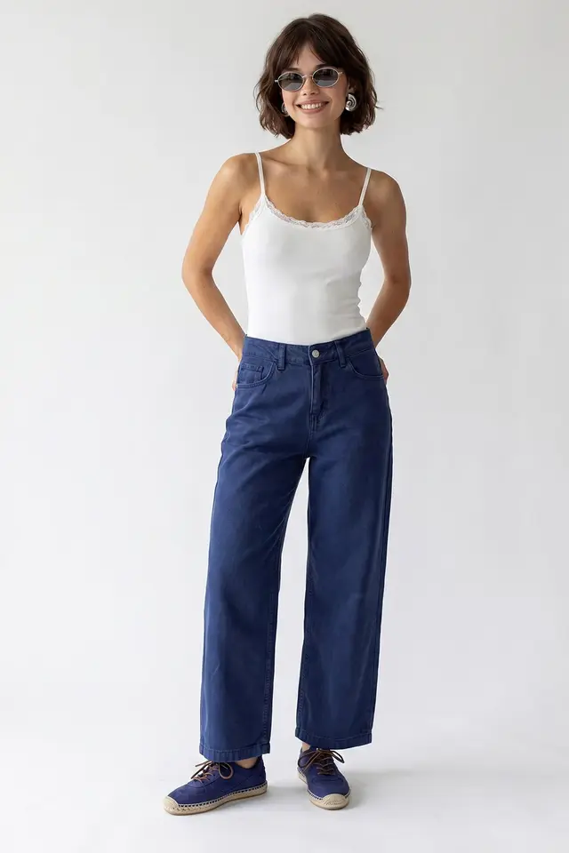 MIXRAY High-Waist Wide-Leg Cotton Jeans