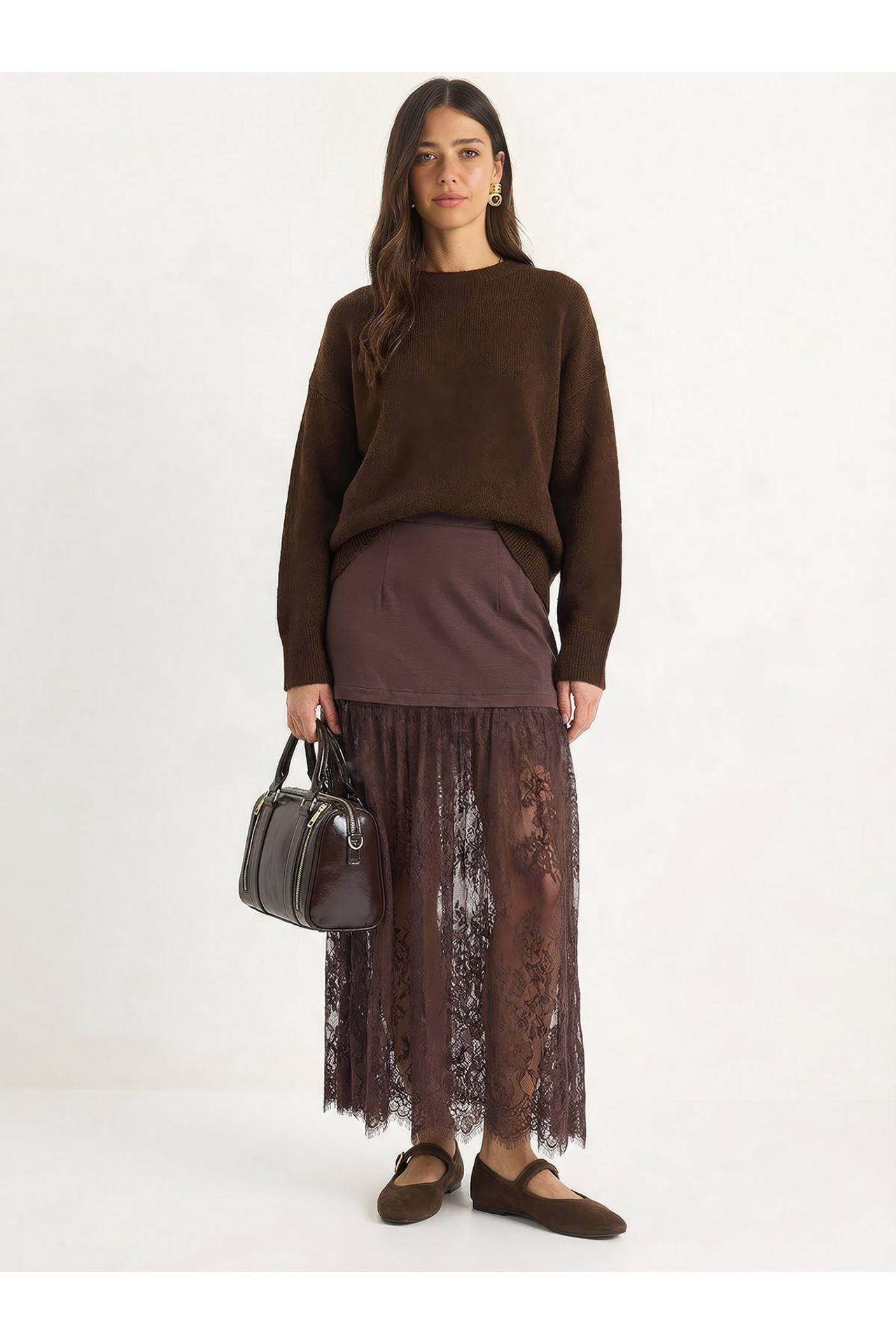 LUCCI High Waist Lace Maxi Skirt 1