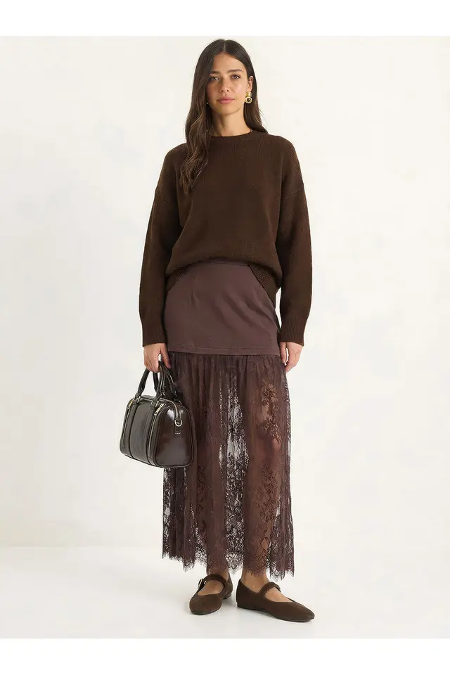 LUCCI High Waist Lace Maxi Skirt