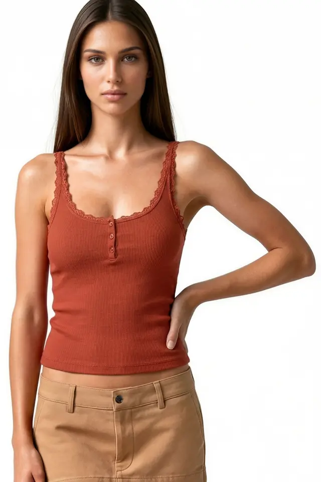 BUSEM Fitted Lace-trim Cami Top