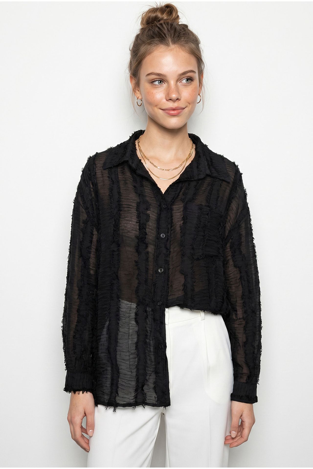 LUCCI Oversized Striped Woven Shirt 3