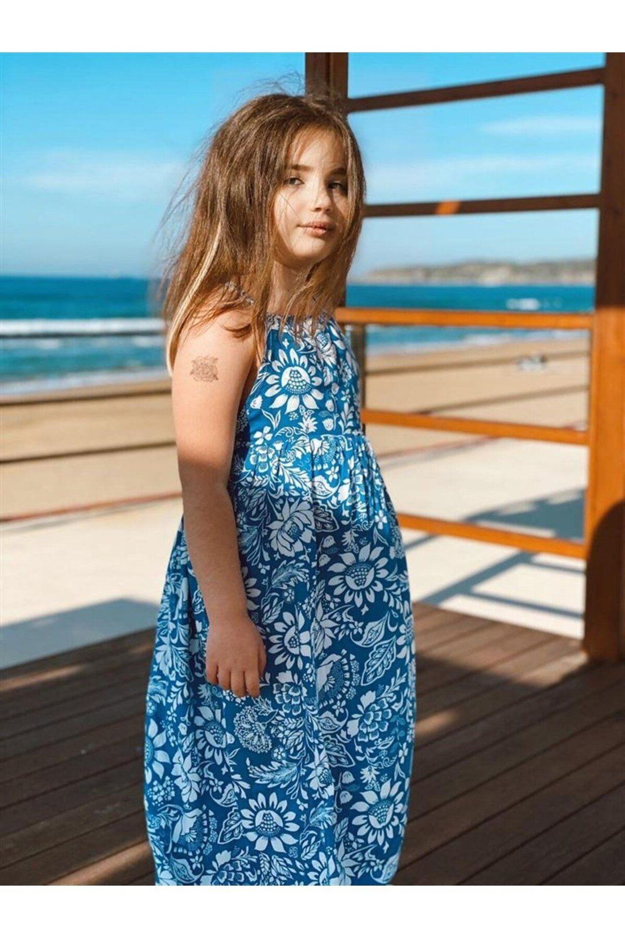 HİLAL AKINCI KİDS Youth Square Neck Tie Dress 4