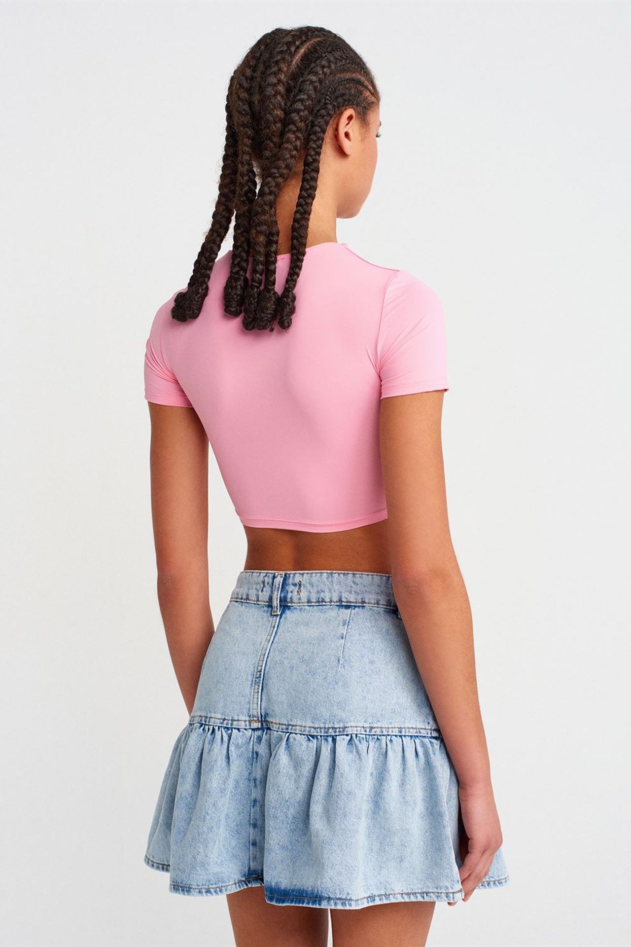 DILVIN Kadın Slim Fit Crop Tişört 2