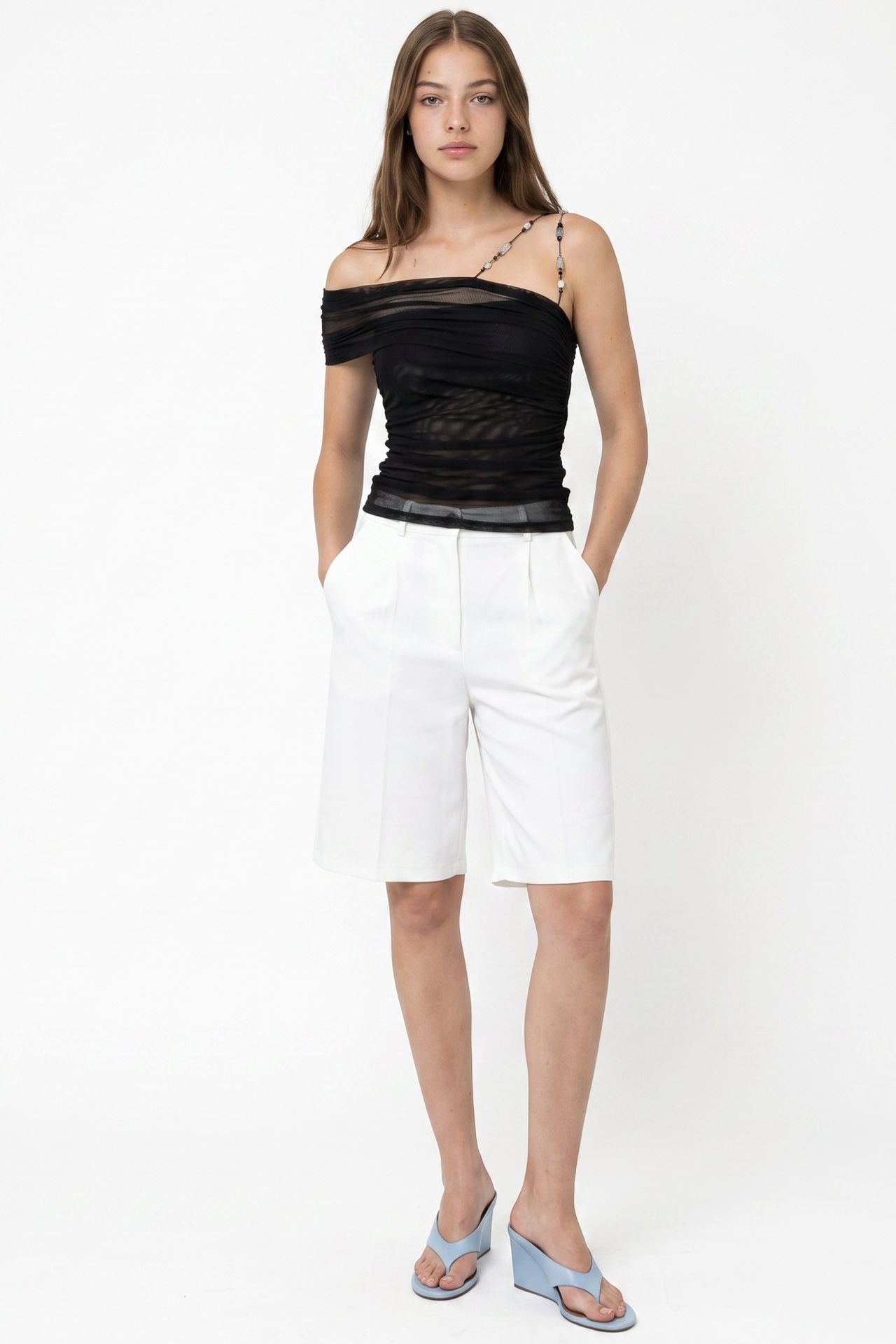 PUCKA High-Waist Wide-Leg Tailored Shorts