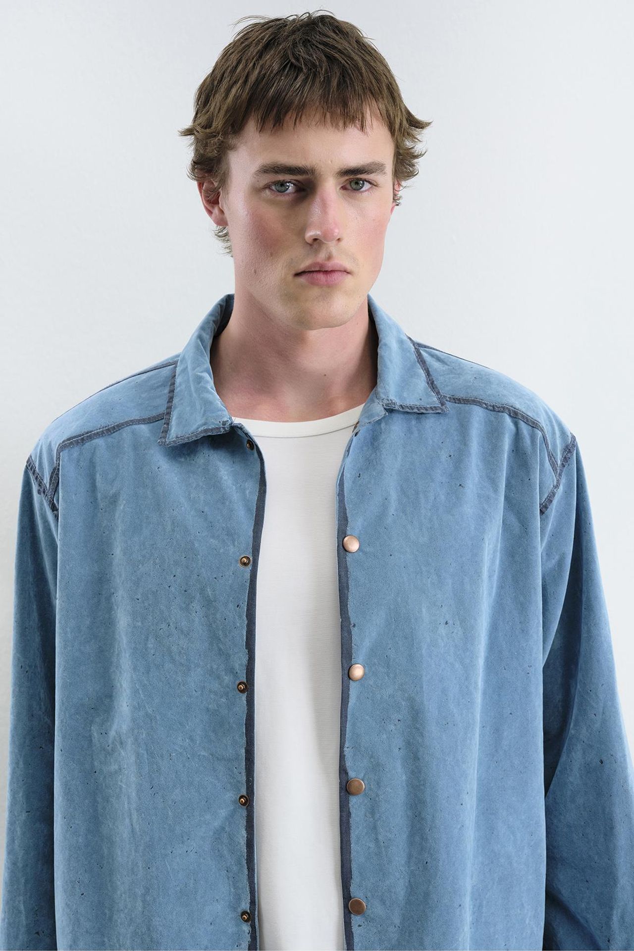GIESTO Erkek Oversize Pamuklu Denim Gömlek 2