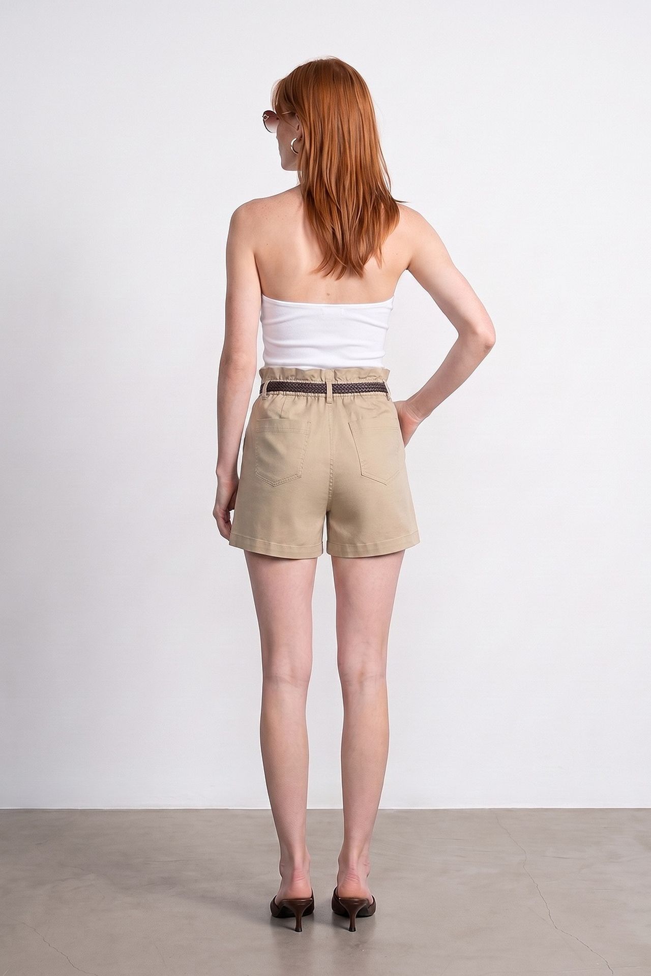 DILVIN High-Waist Belted Chino Shorts 2