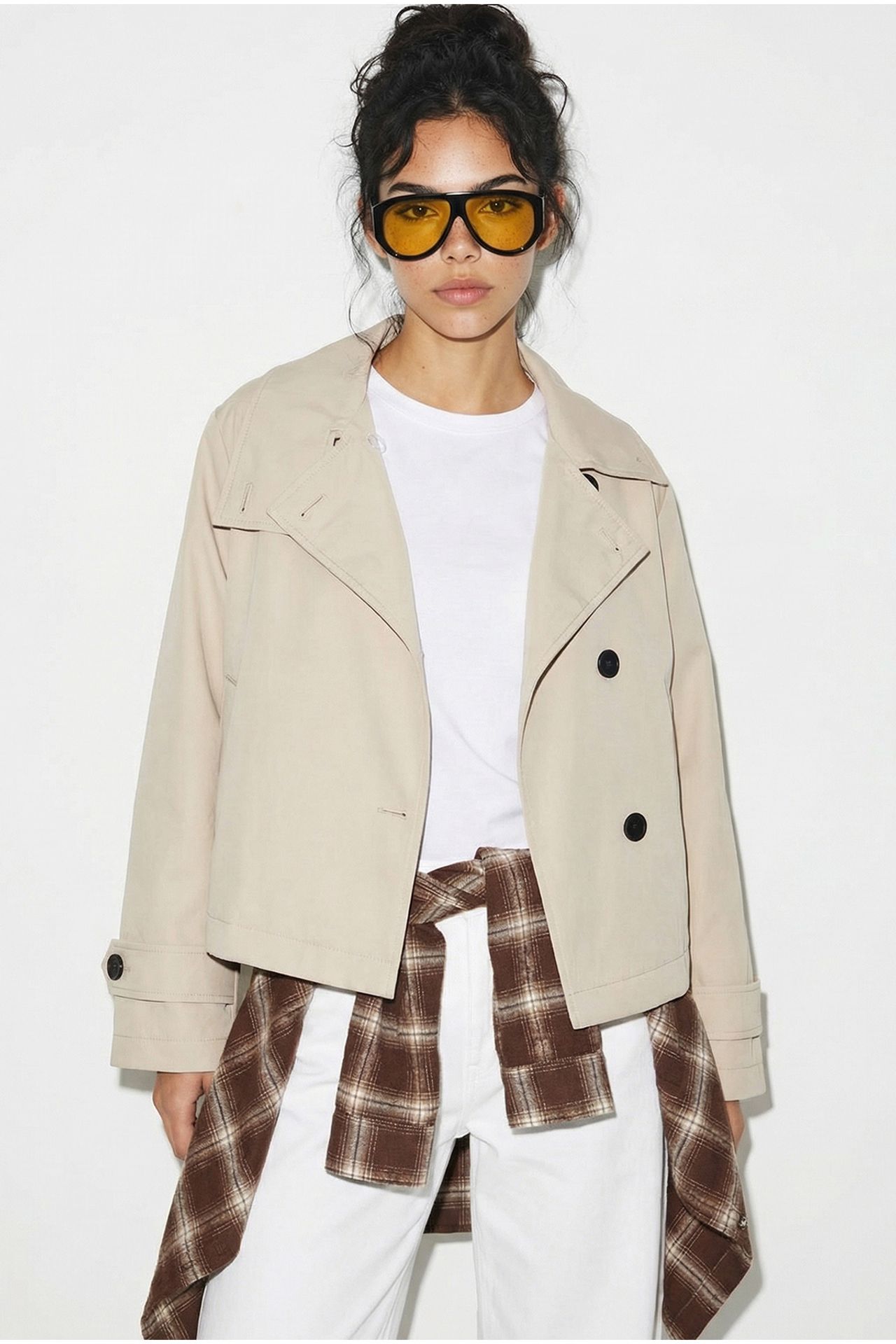 LUCCI Short Mandarin Collar Trench Coat 6