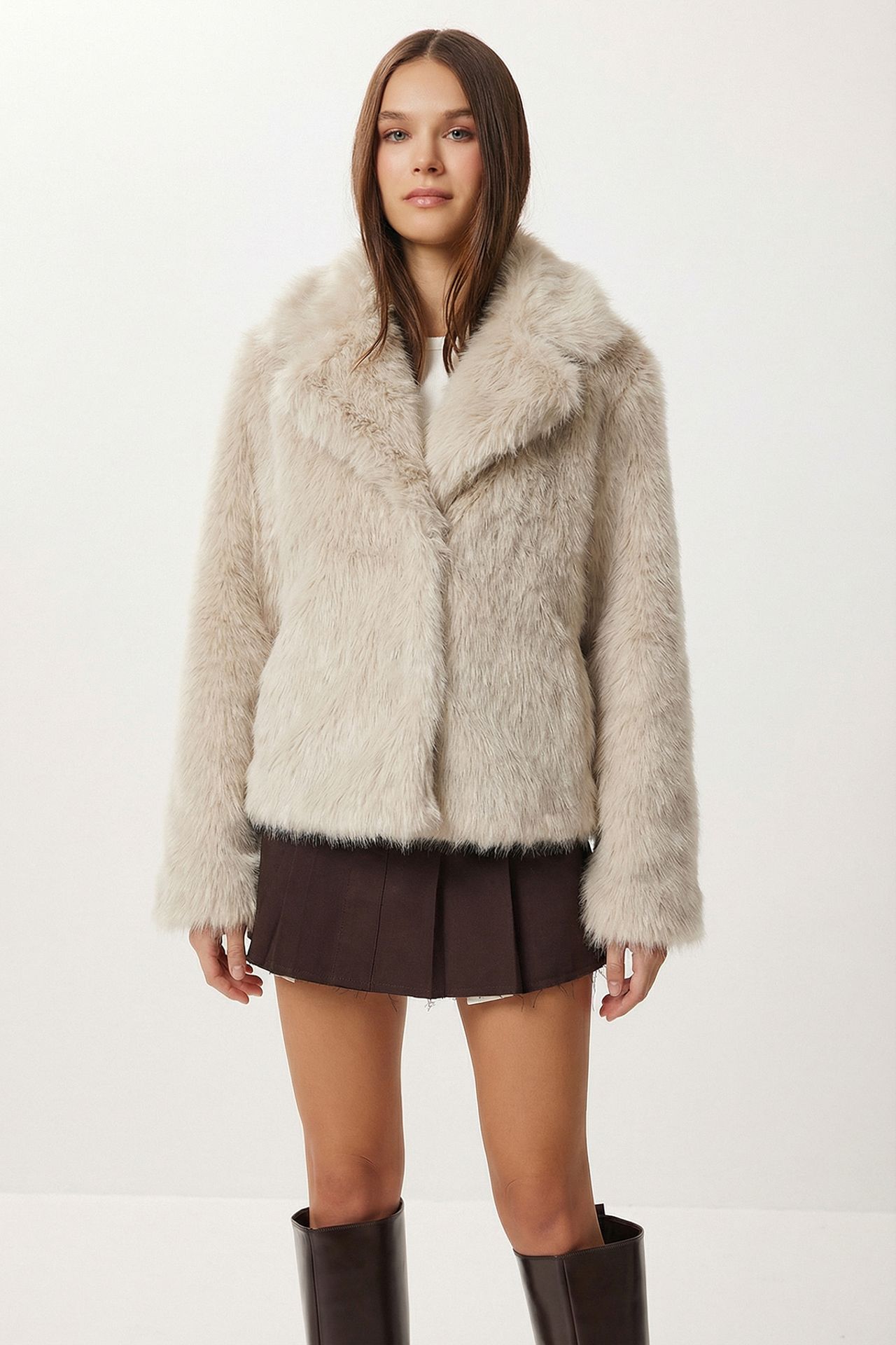 ISTANBUL Faux Fur Shawl Collar Jacket 5