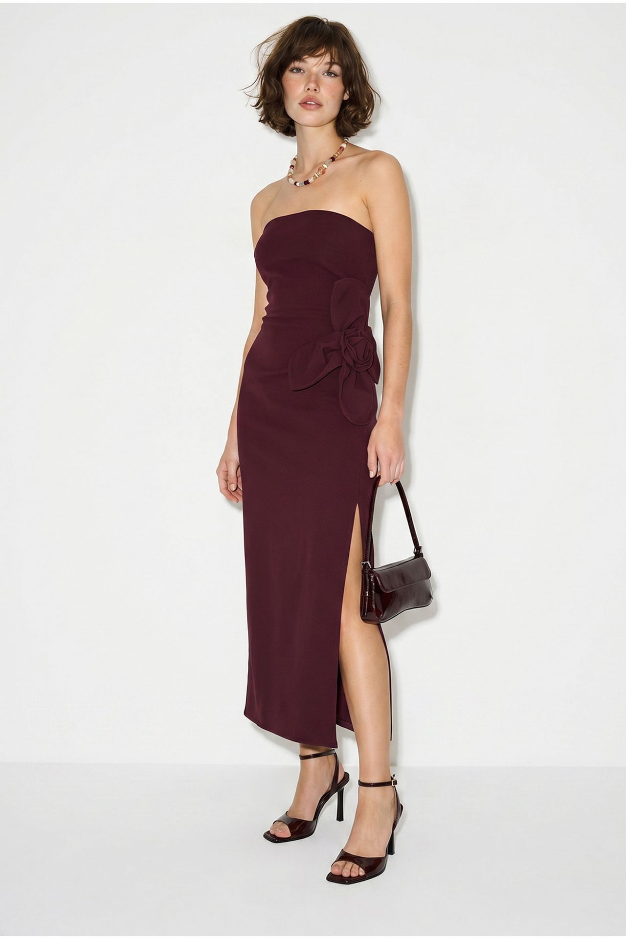 LUCCI Strapless Floral Maxi Dress with Bow Detail 2