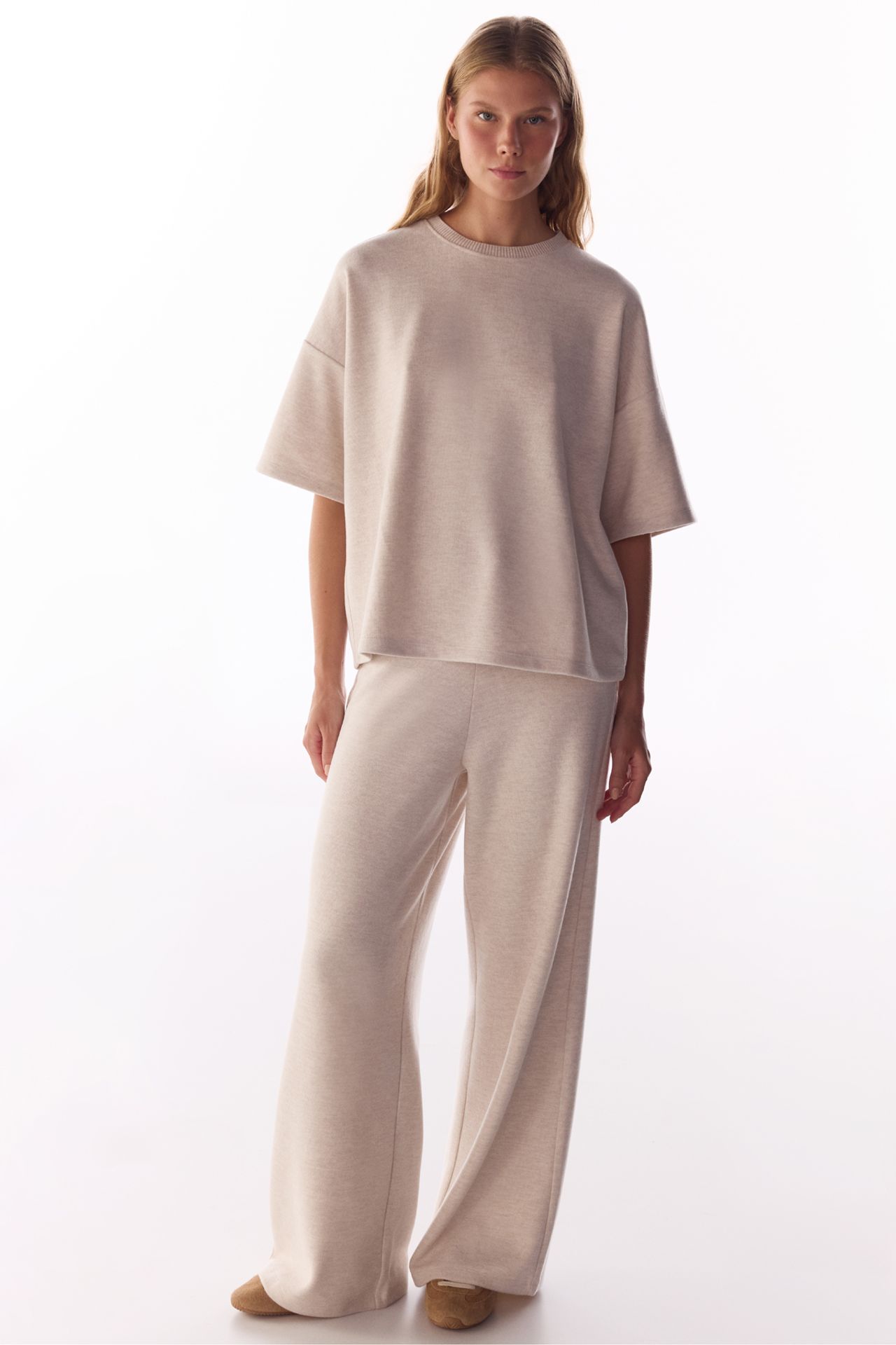 PENTI Melange Warm Short Sleeve Oversize Blouse 5