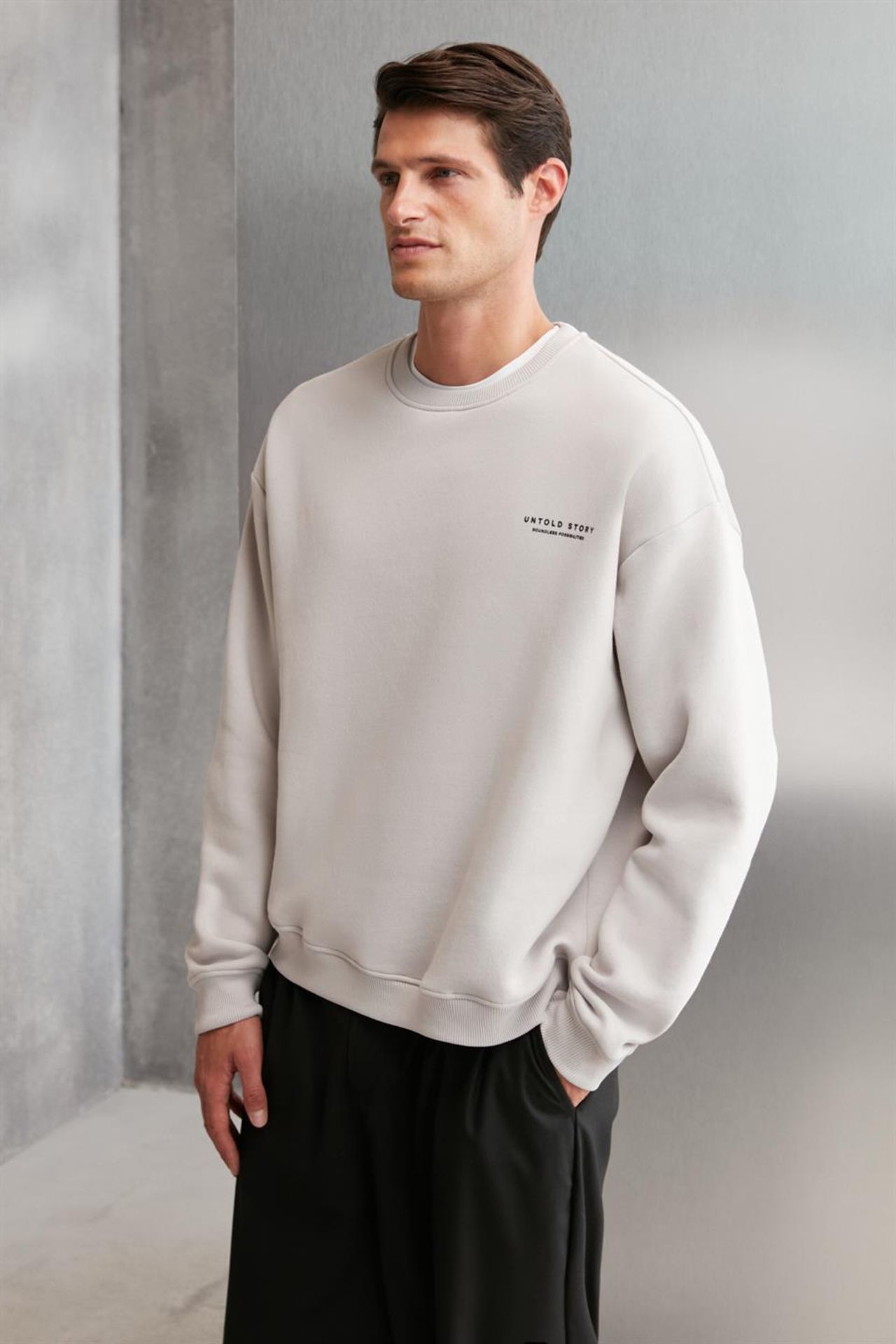 GRIMELANGE Oversize Bisiklet Yaka Logolu Sweatshirt 4