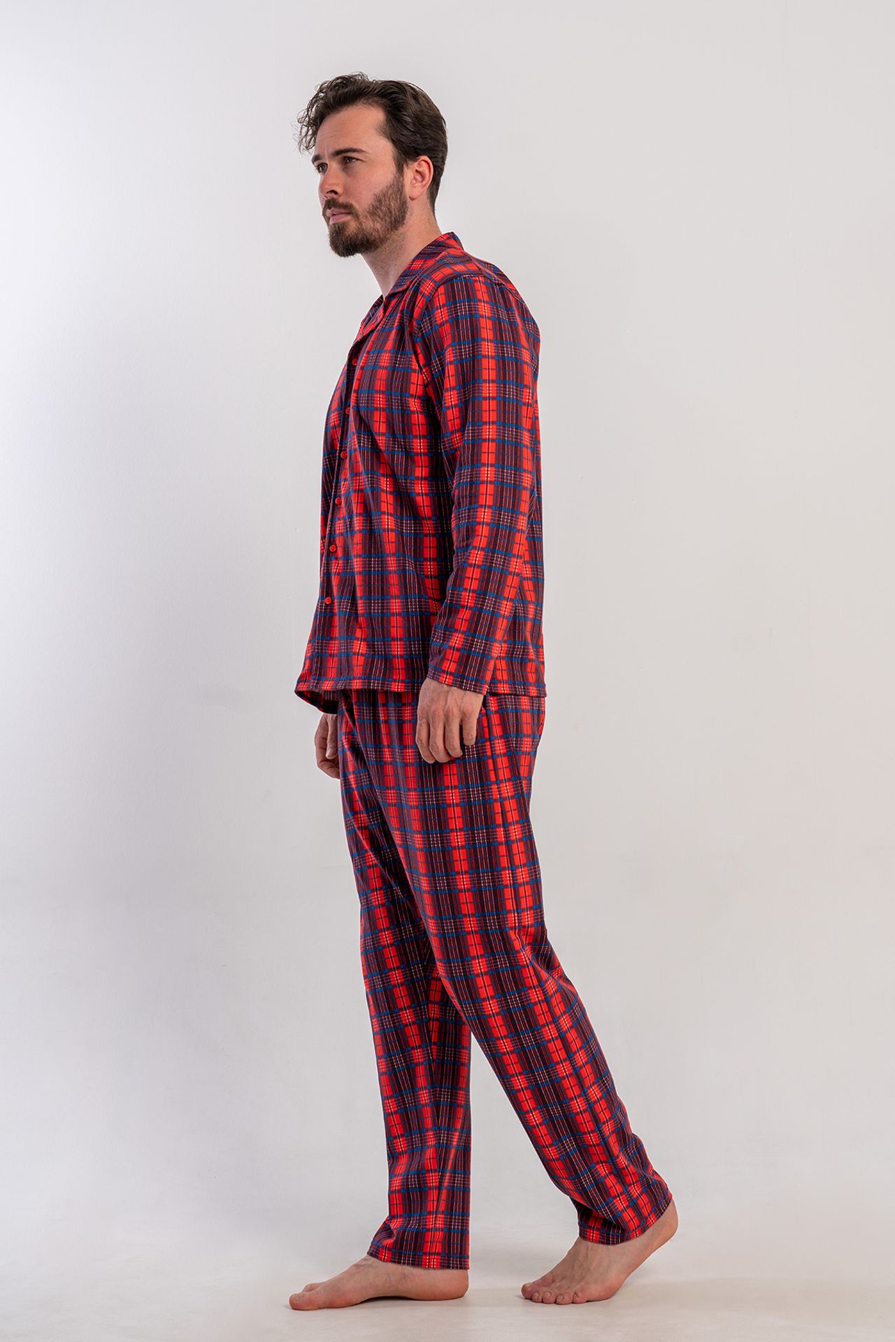 YAKE Düğmeli Rahat Kalıp 2 Parçalı Pijama Takımı 3
