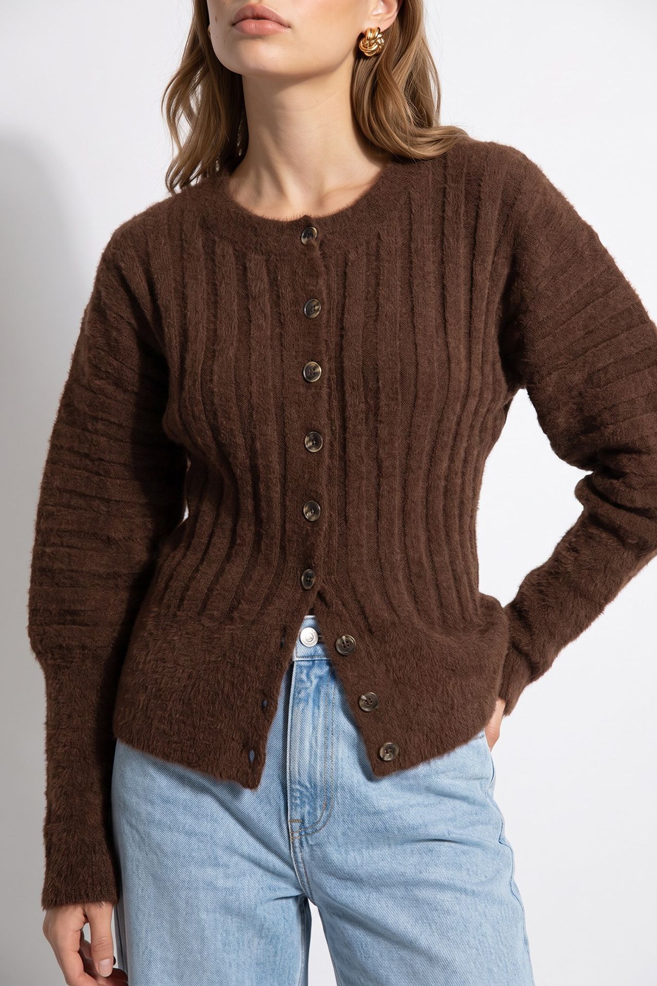 MIXRAY Women's Crew Neck Cardigan 2