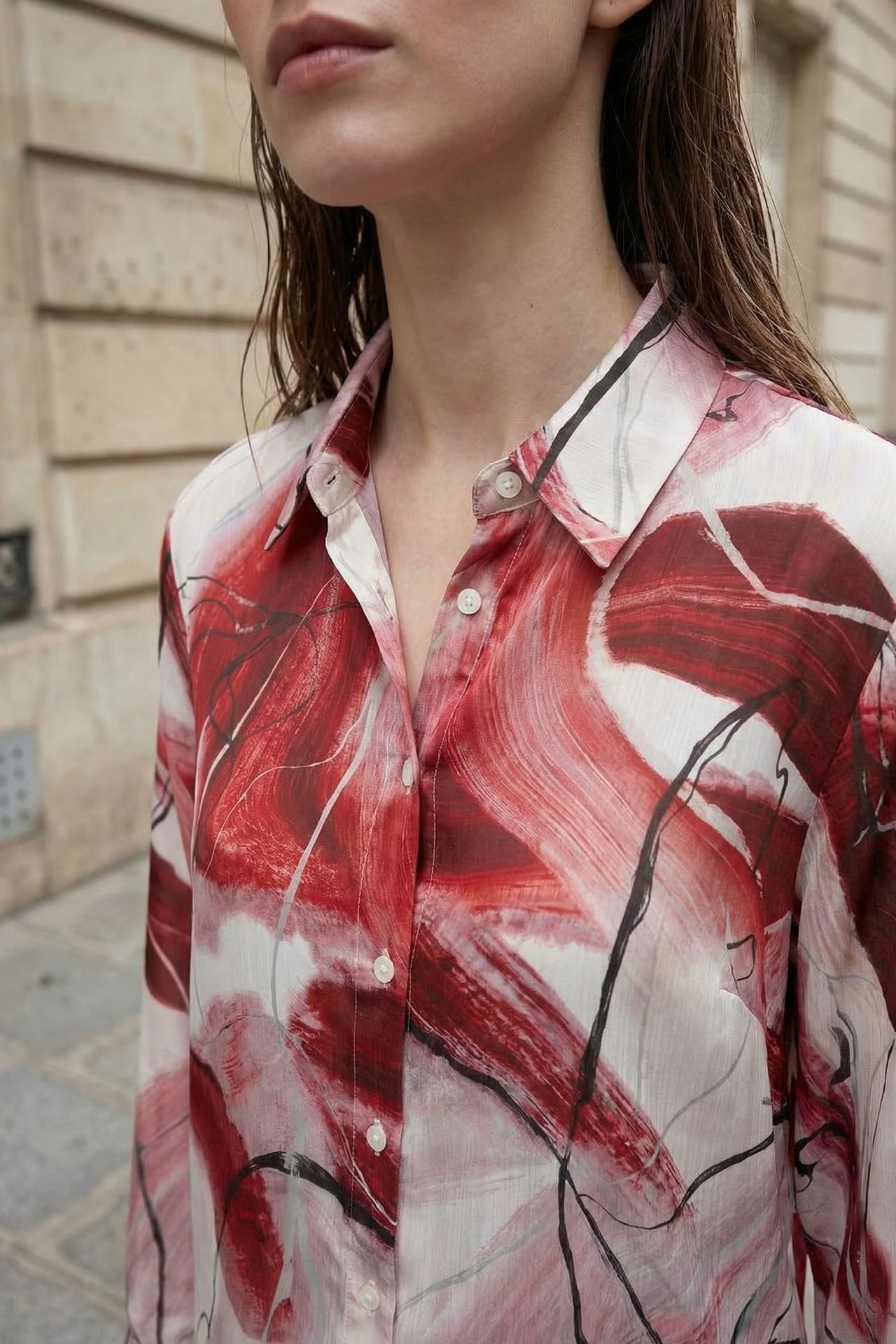 MY FASHION Abstract Print Button-Up Shirt 4