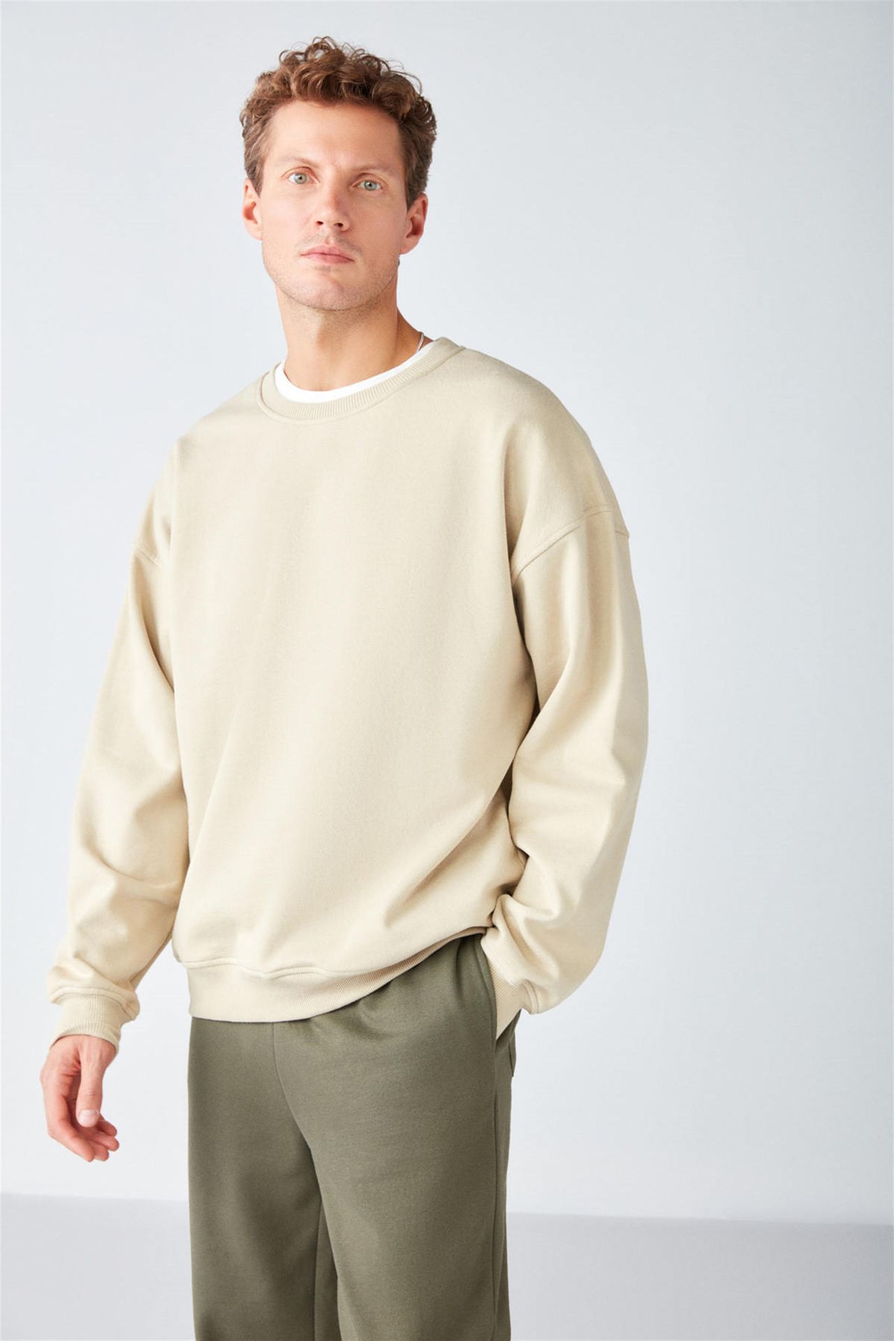 GRIMELANGE Bol Kesim Fitilli Bisiklet Yaka Sweatshirt 3