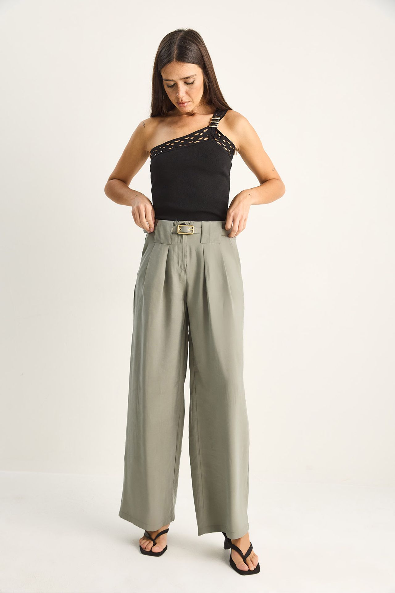 LUCCI Women's High Waist Belted Pants 5