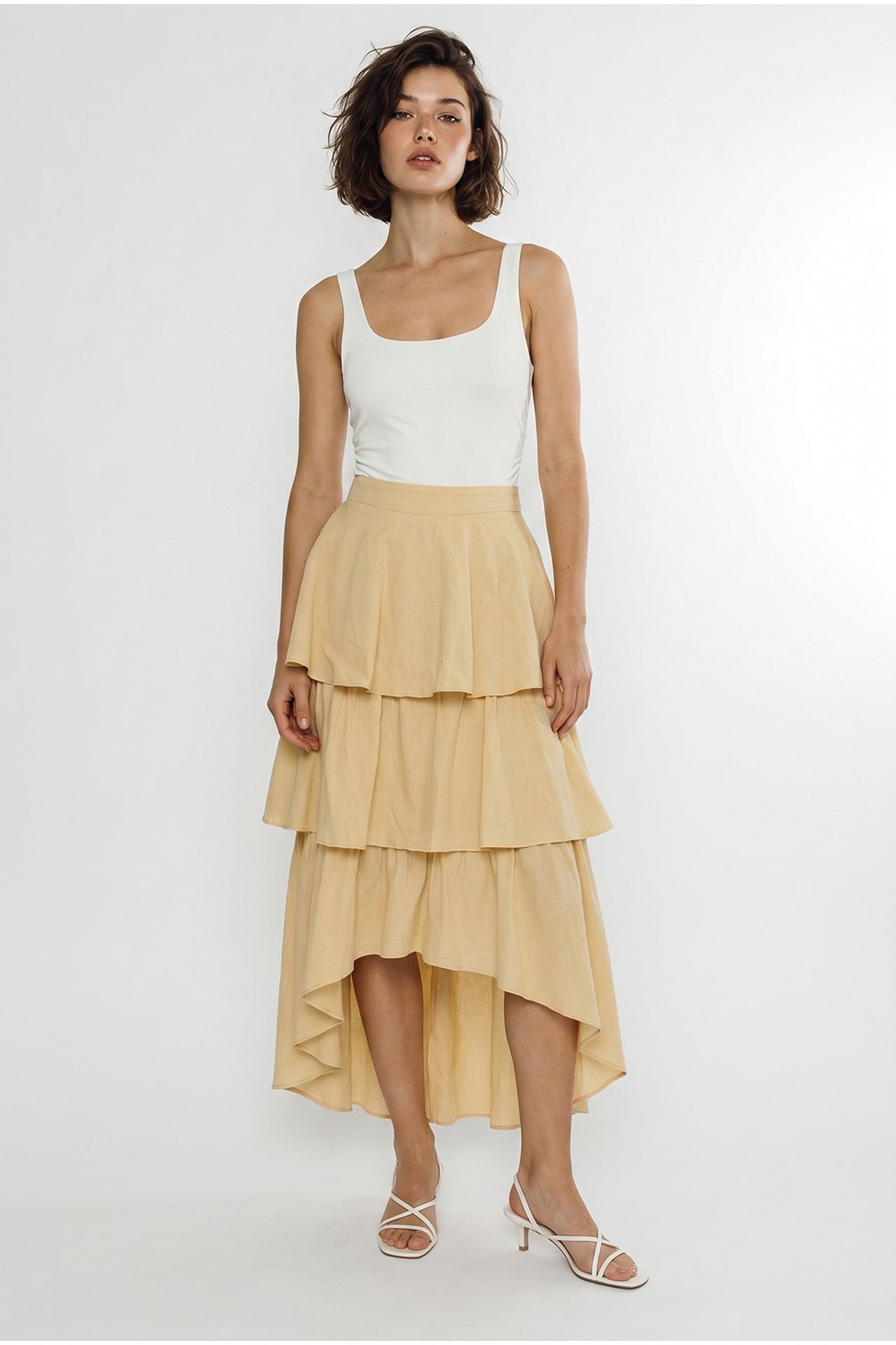 LUCCI High-Waist Cotton Poplin Midi Skirt 2