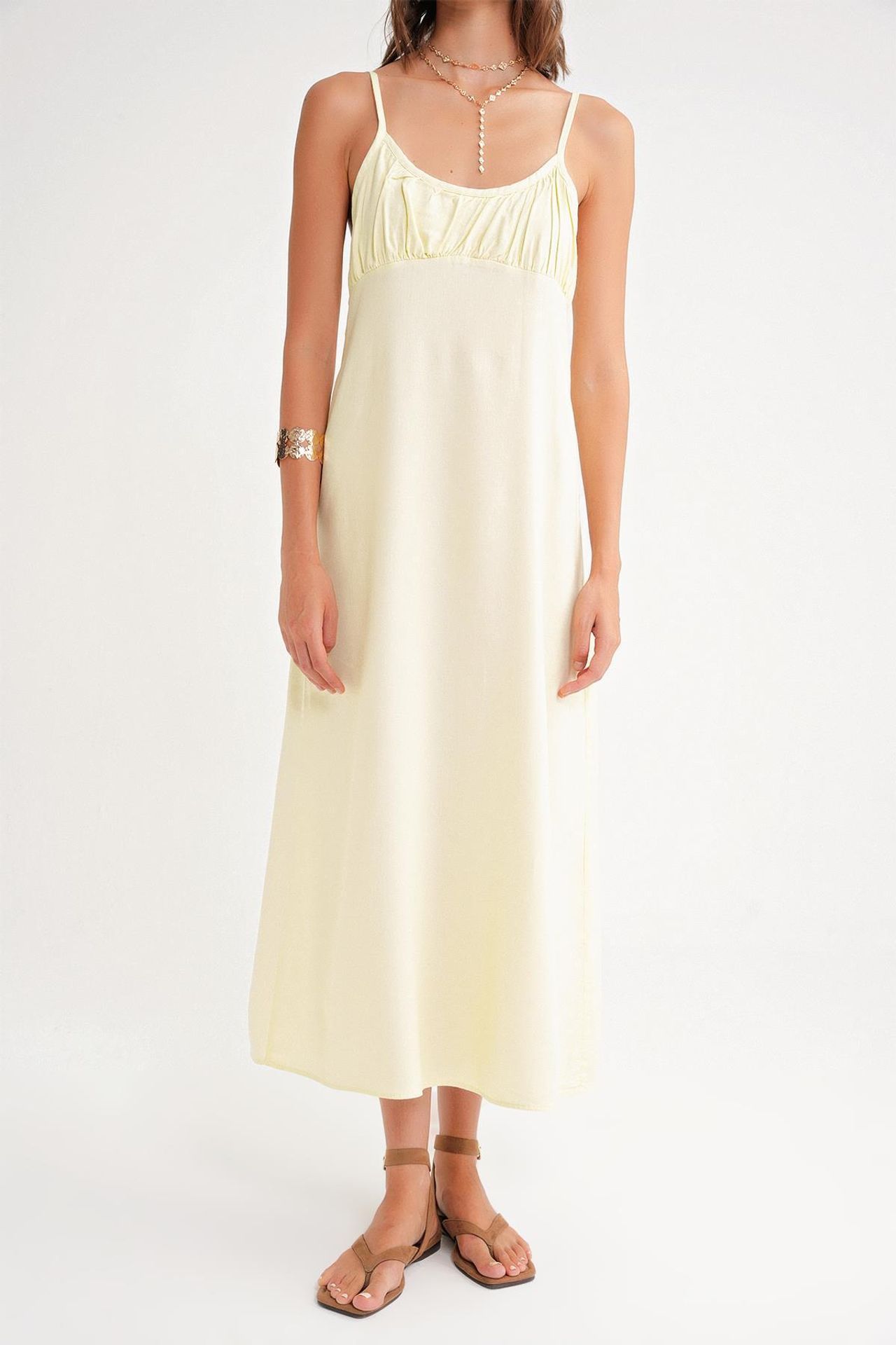 Mixray Strappy Maxi Dress with Gathered Detail 6