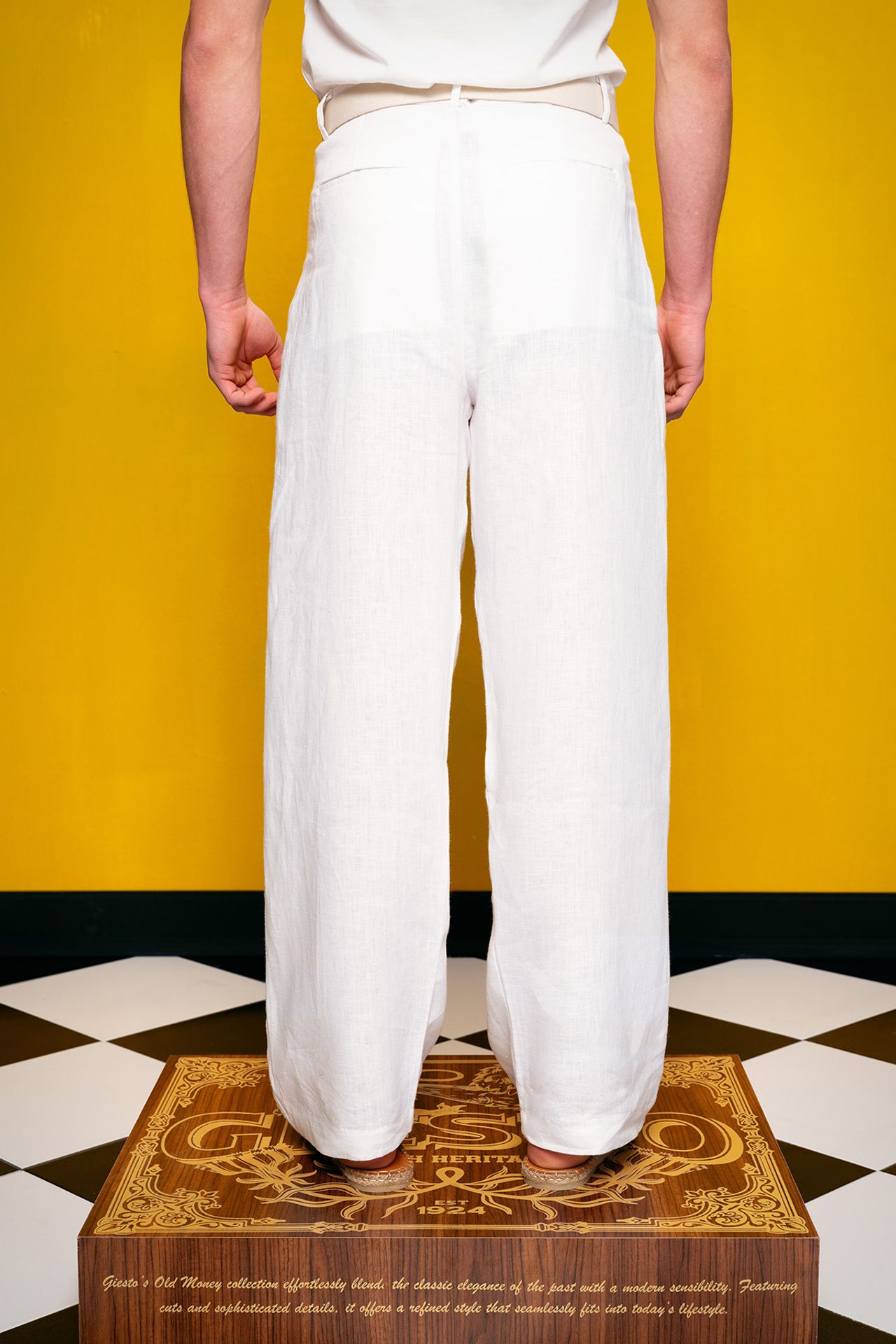 GIESTO Regular Fit Pleated Linen Pants 4