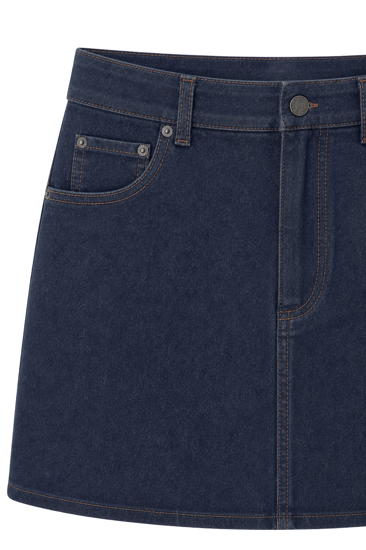 MIXRAY High Waist A-Line Denim Mini Skirt with Button Closure 2