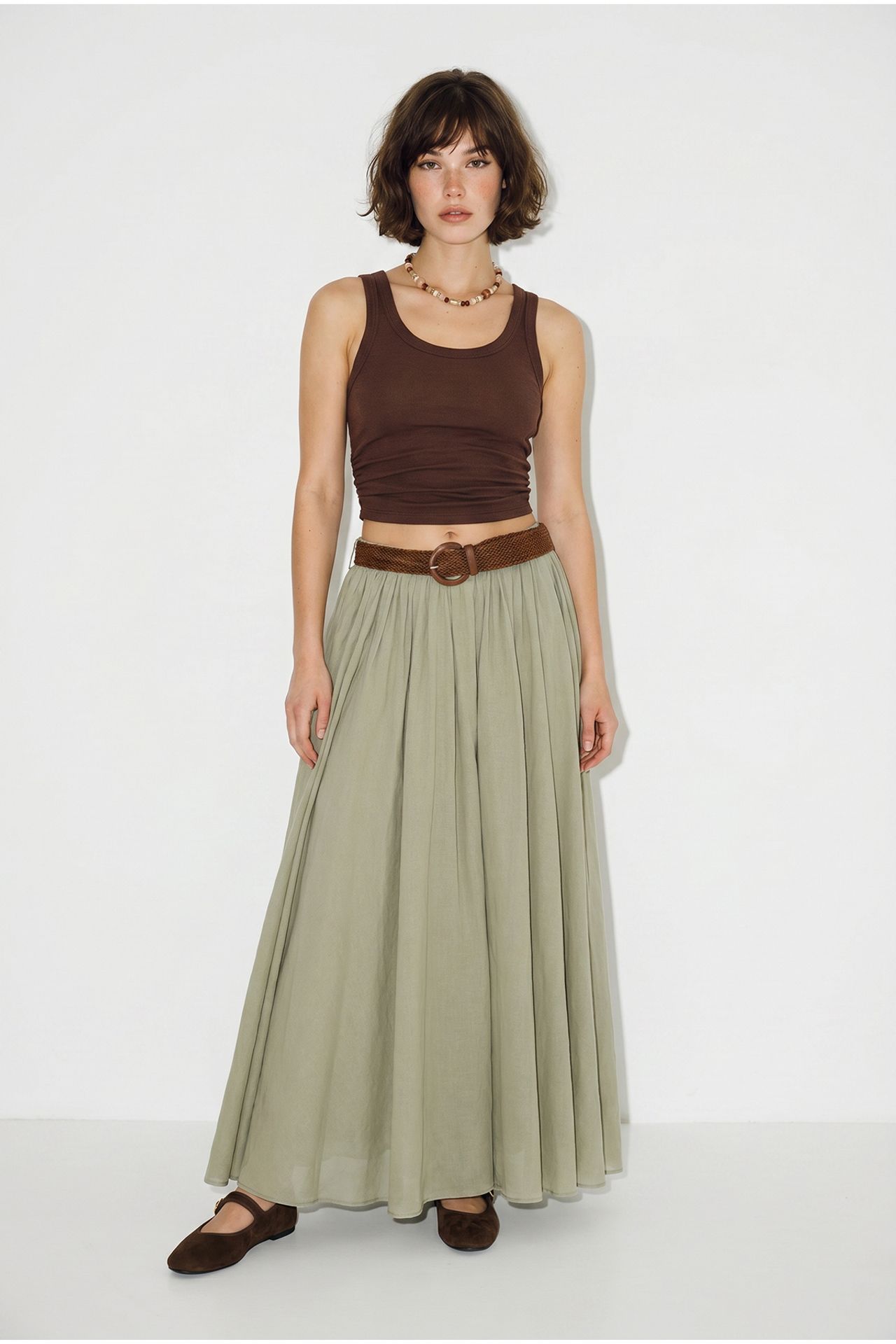 LUCCI High-Waist Pleated Maxi Skirt 2