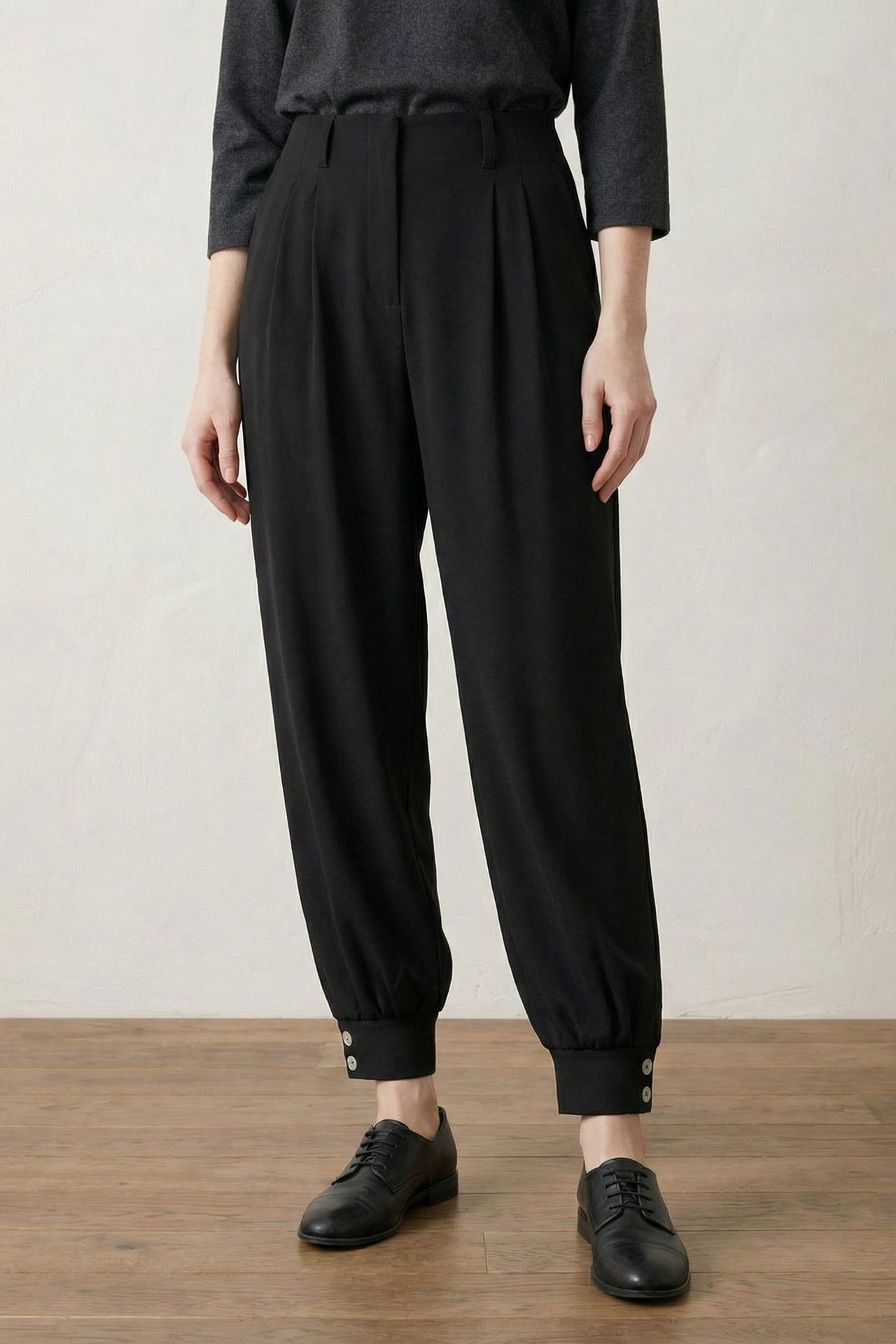 MY FASHION Belted Buttoned Leg Tailored Trousers 3