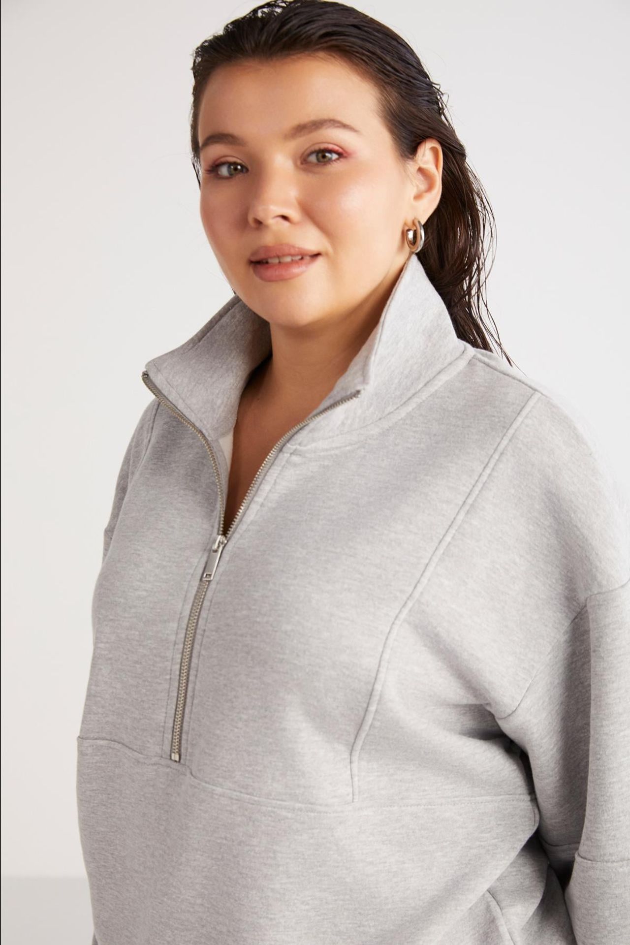 ETHIQUET Half Zip Loose Sweatshirt 3