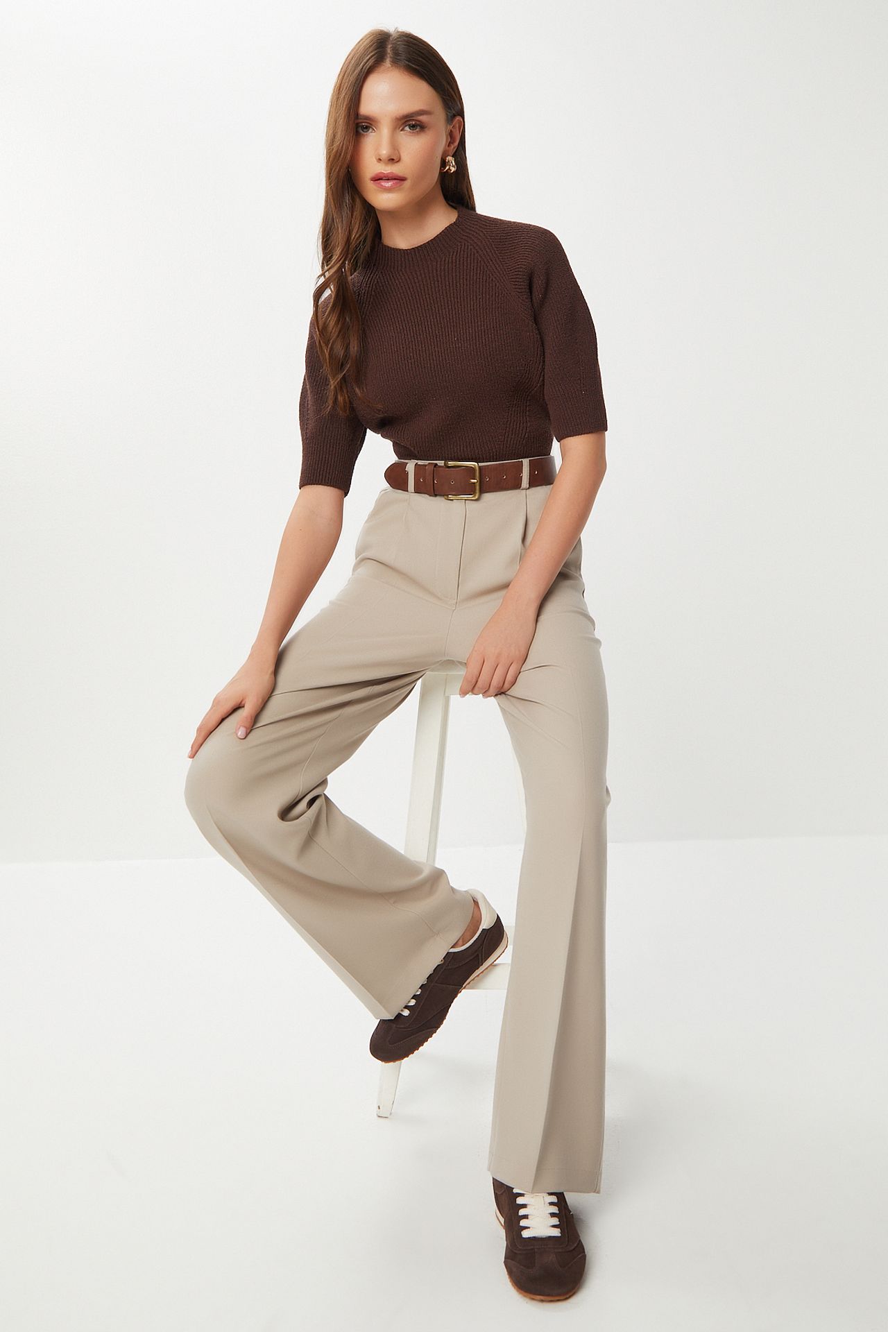 ISTANBUL Pleated Straight Leg Pants 1